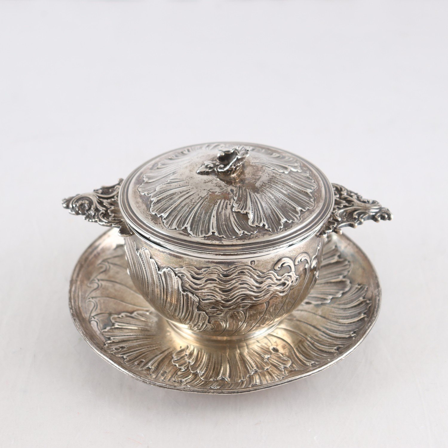 Lockskål med fat, silverpläterad, Pierre Gavard, (1886-1898), Frankrike