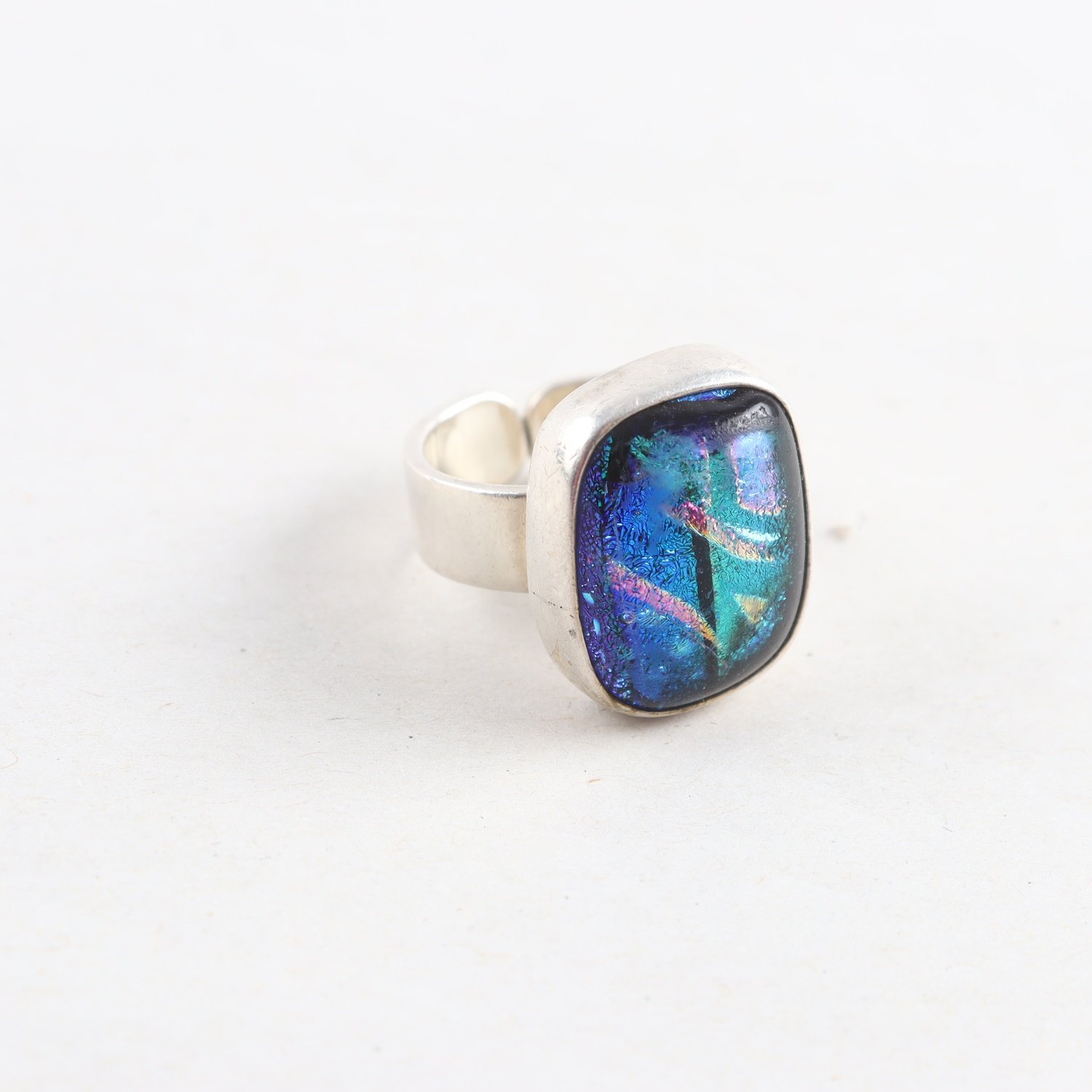 Ring, Silver, Glas, Brv: 12,1g