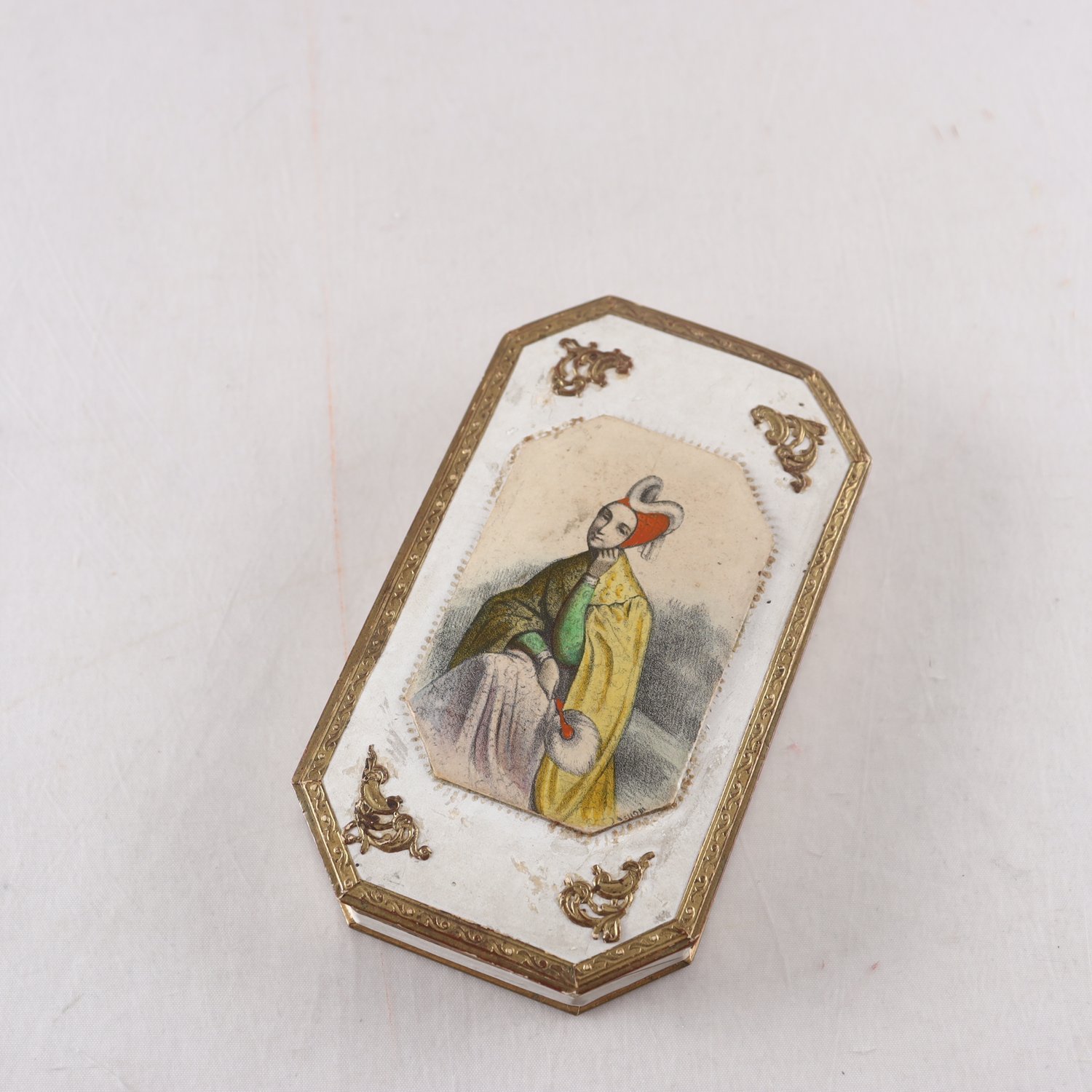 Visitkortsask, handmålad papp, sent 1800-tal