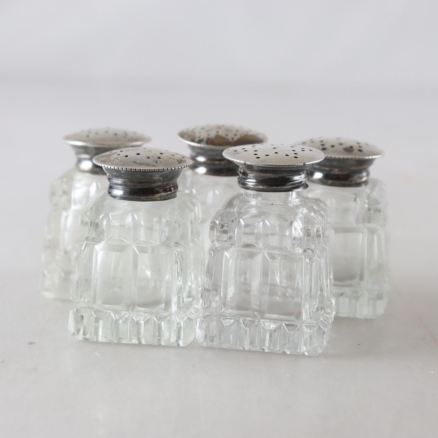 Salt & pepparkar, slipad kristall, sterlingsilver 925, 5 st