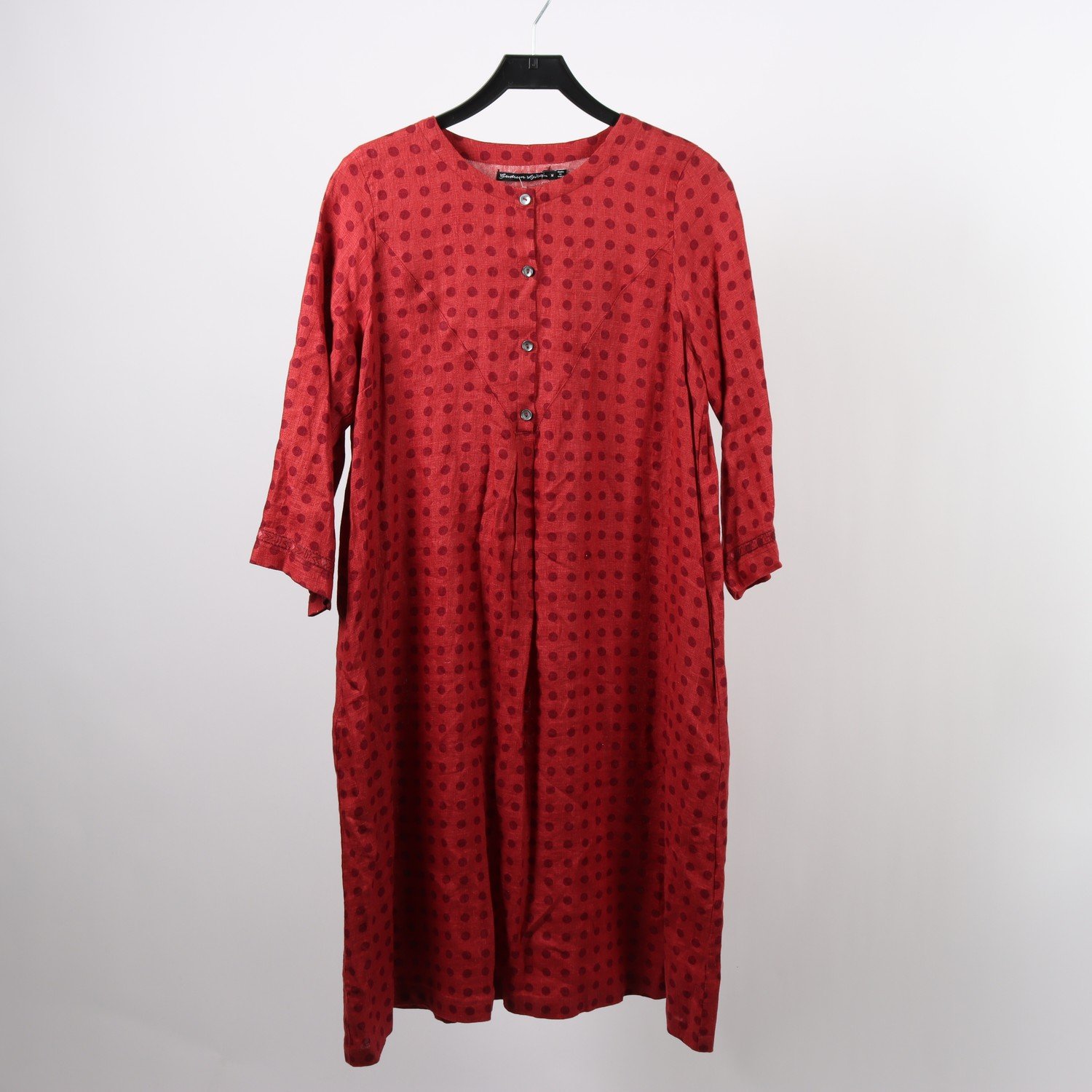 Klänning, Gudrun Sjödén, röd, prickig, 100% linne, stl. M