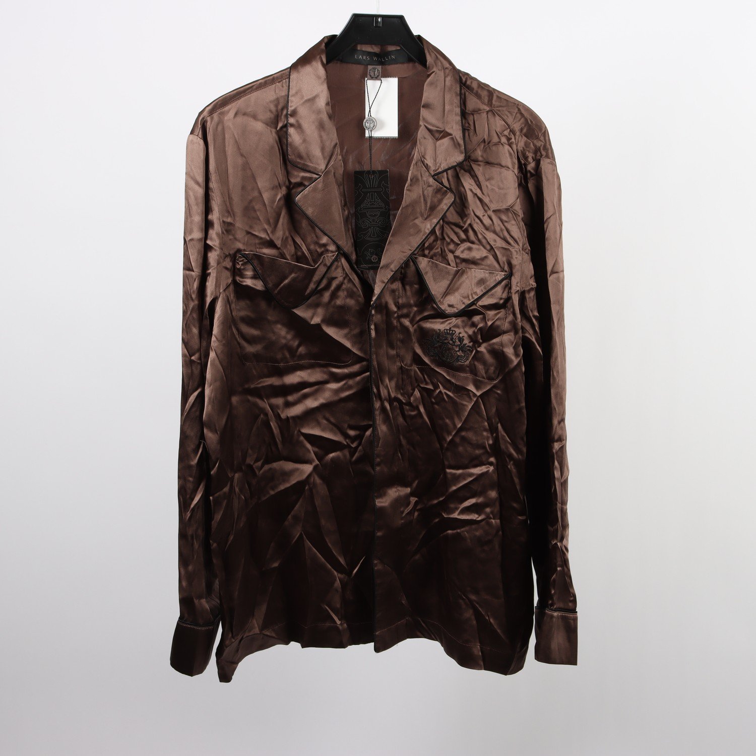 Nattskjorta, Lars Wallin, brun, 100% siden, stl. XL