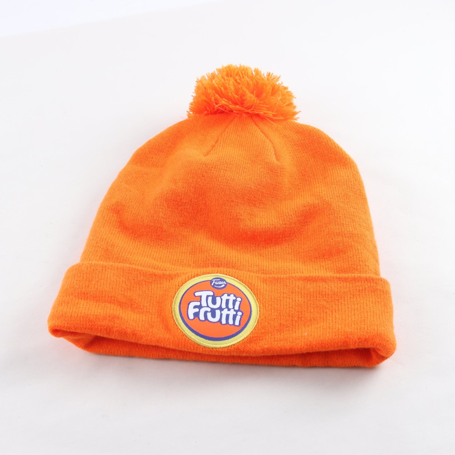 Stickad mössa, Fazer, Tutti Frutti, orange