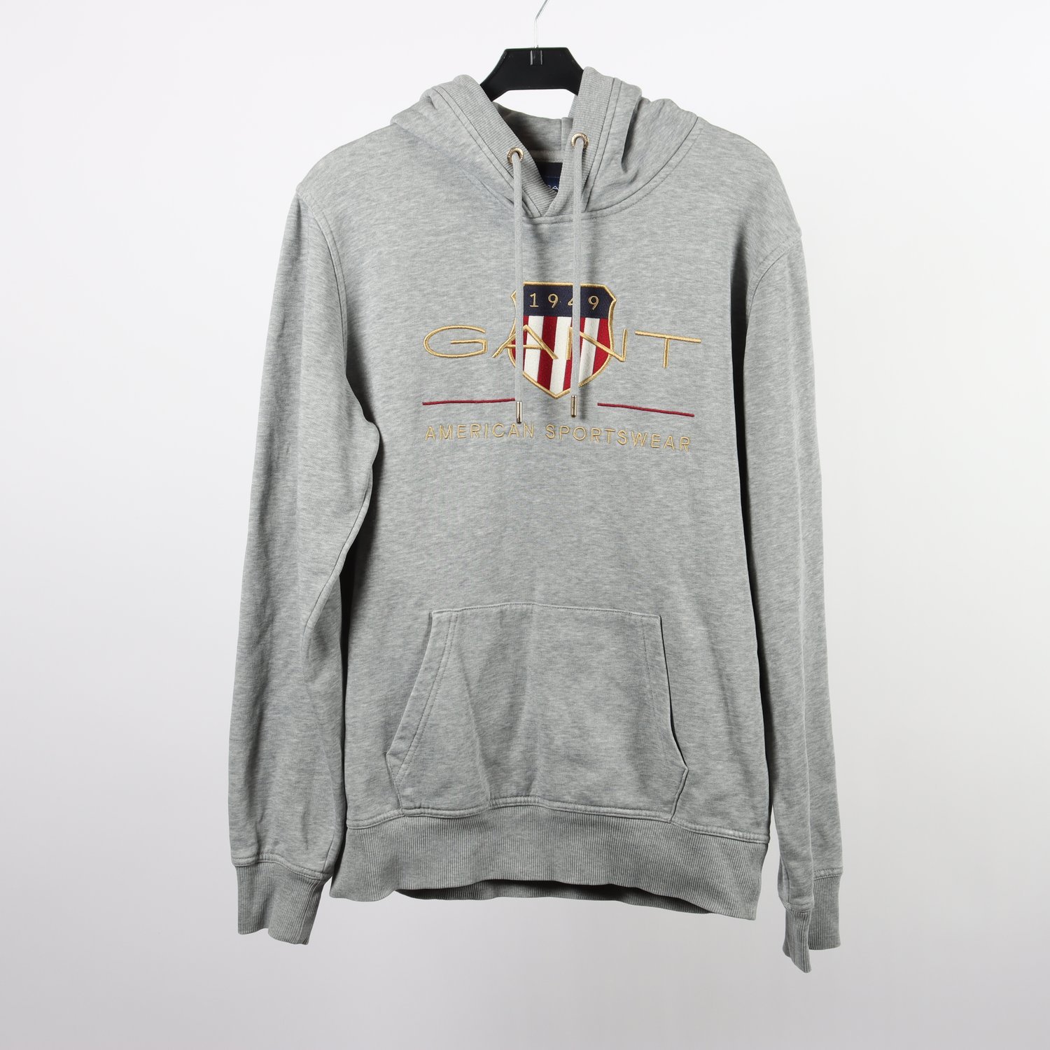 Hoodie, GANT, grå med logo, stl. M