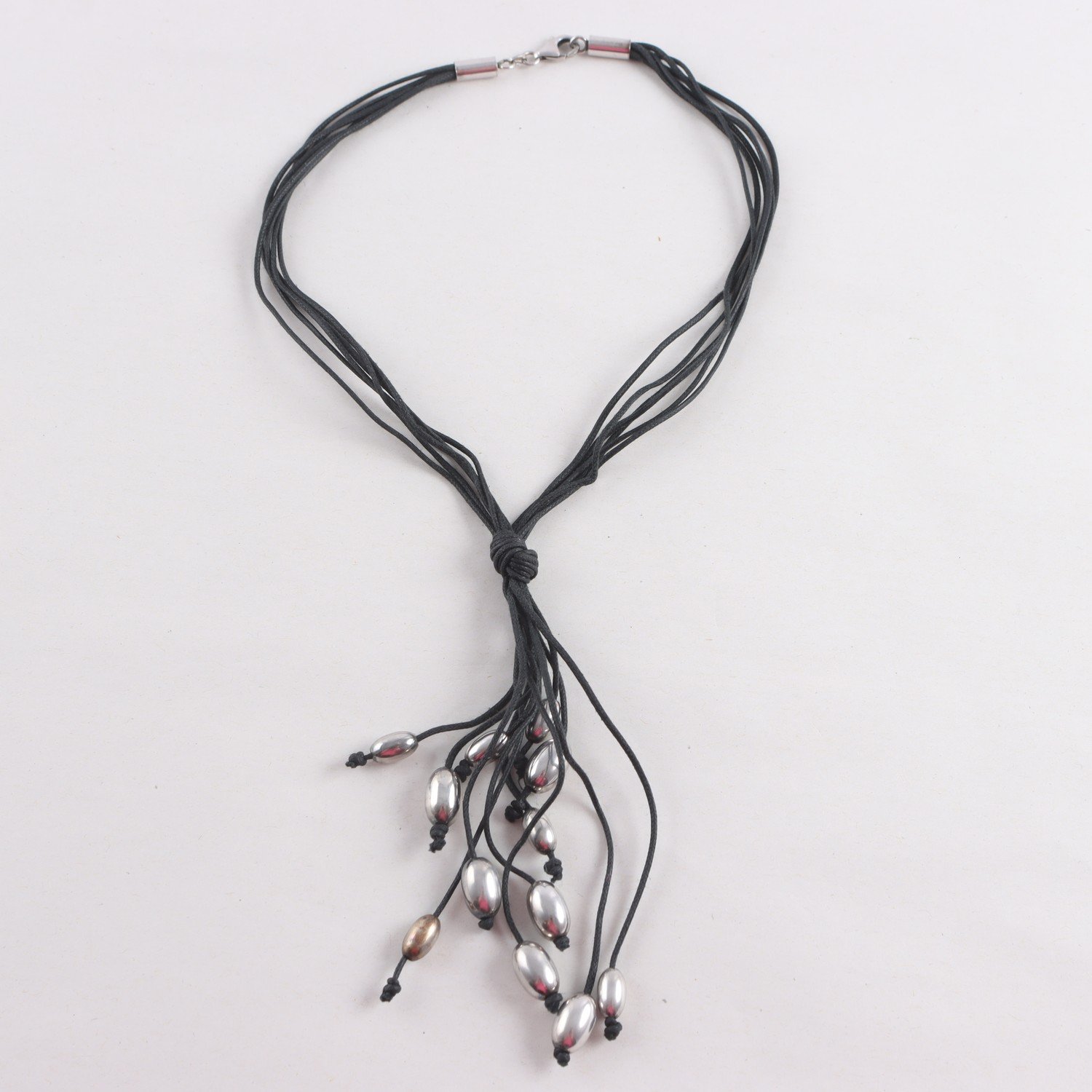 Halsband, silver 925, textil, droppar