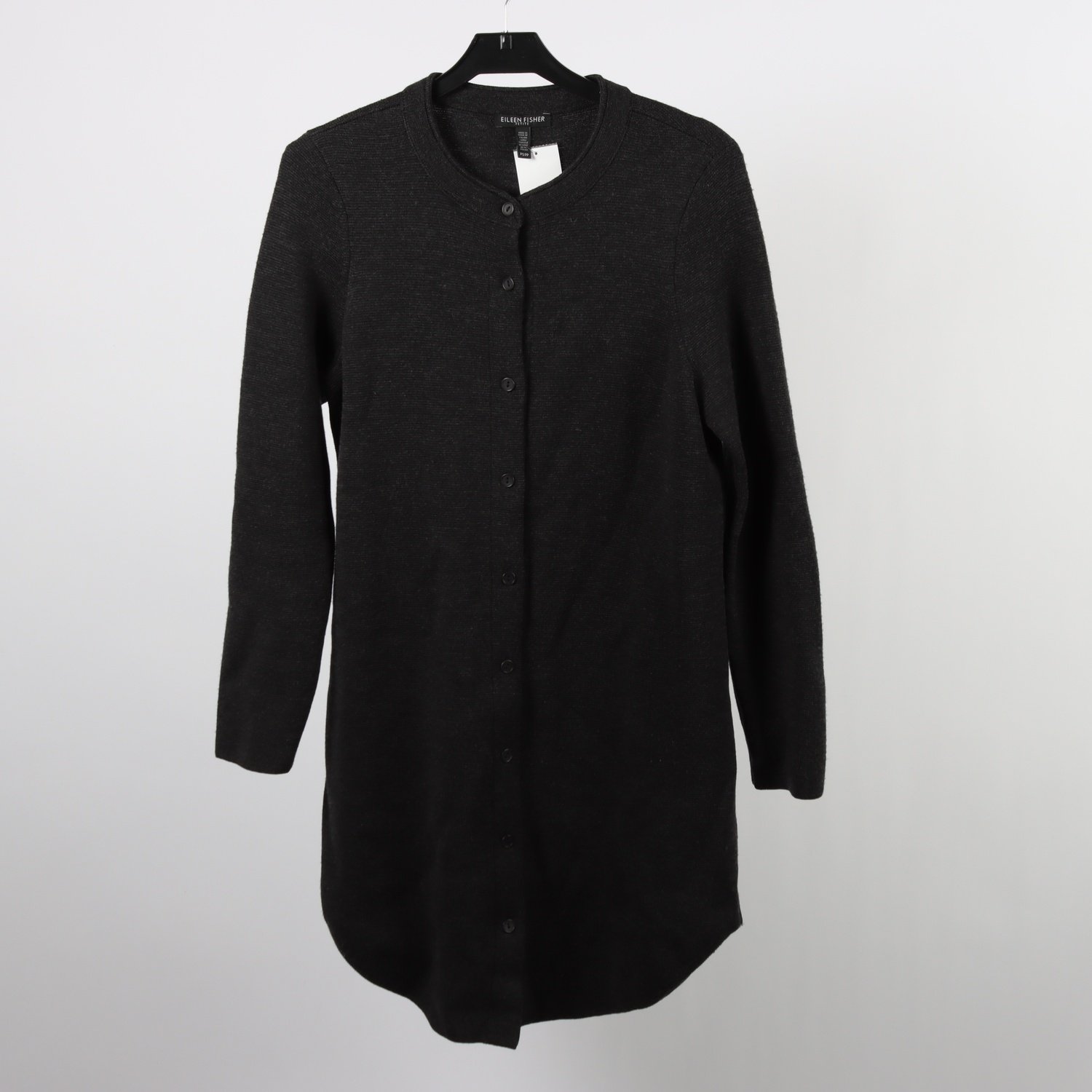 Stickad kofta, Eileen Fisher, grå, 100% merinoull, stl. S petite