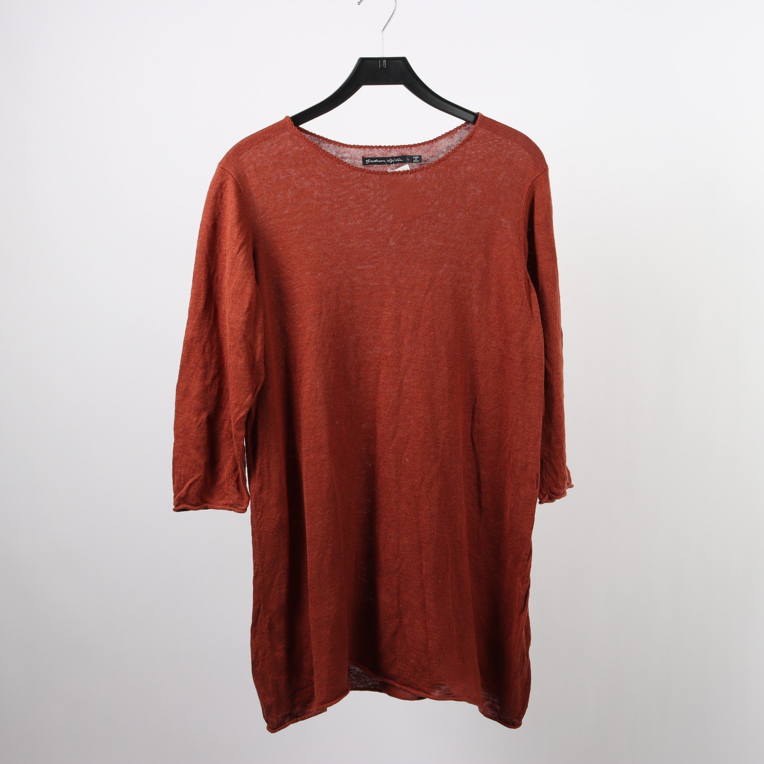 Stickad tröja, Gudrun Sjödén, orange, 100% linne, stl. L
