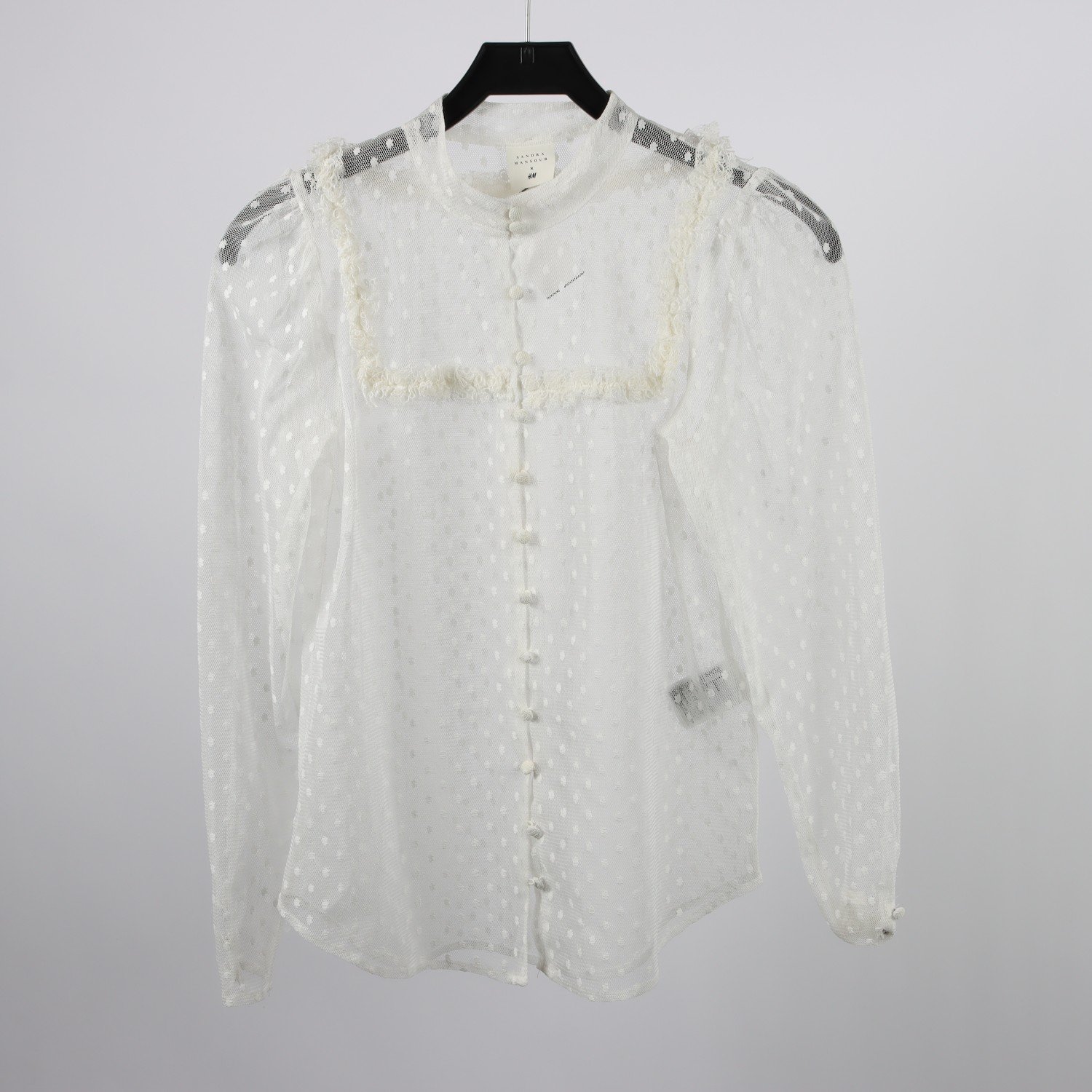 Blus, Sandra Mansour x H&M, vit, nät, stl. 36
