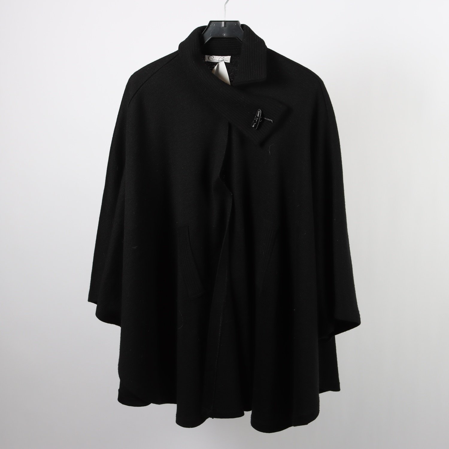 Poncho, Carla bari, svart, ullmix, stl. One size