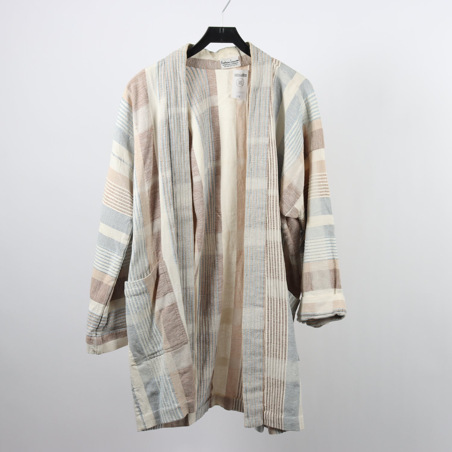 Kimono, Barbara Sausoni, beige & blå, randig, stl. ca L