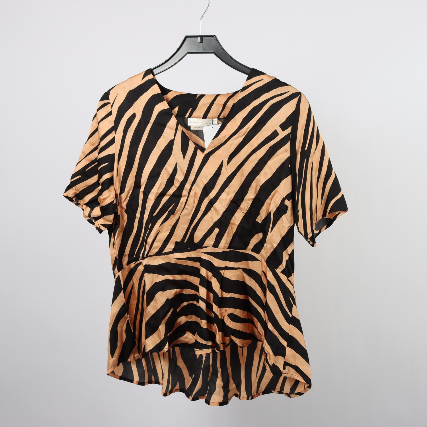 Blus, Inwear, orange/svart, zebra, stl. 34
