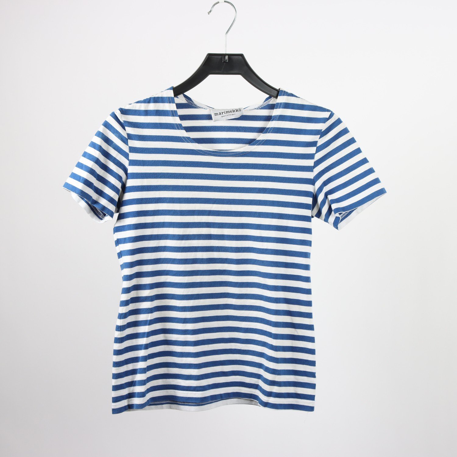 T-shirt, Marimekko, blå/vit, randig, trikå, stl. ca M