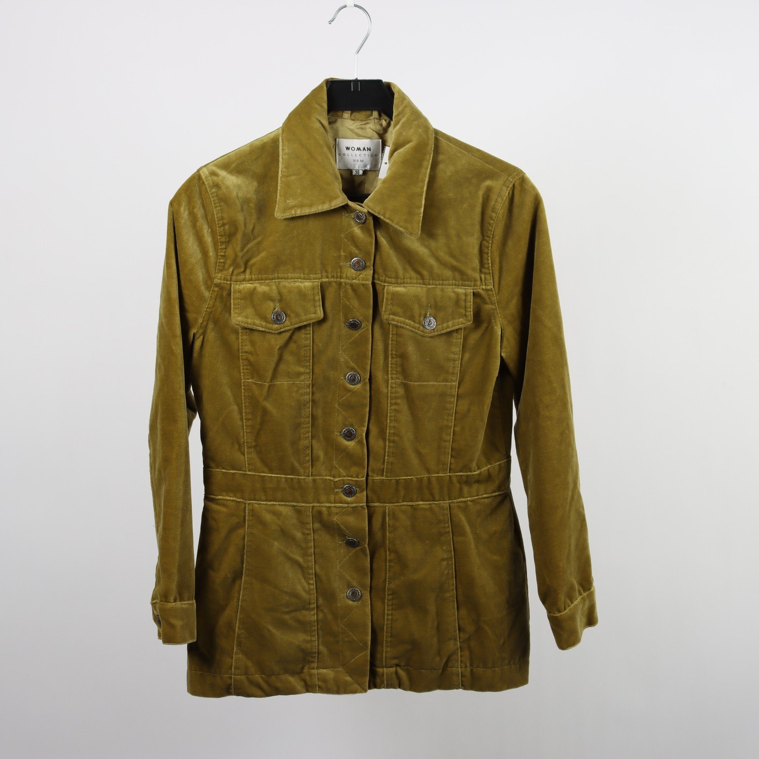 Jacka, H&M, vintage, grön, sammet, stl. 36