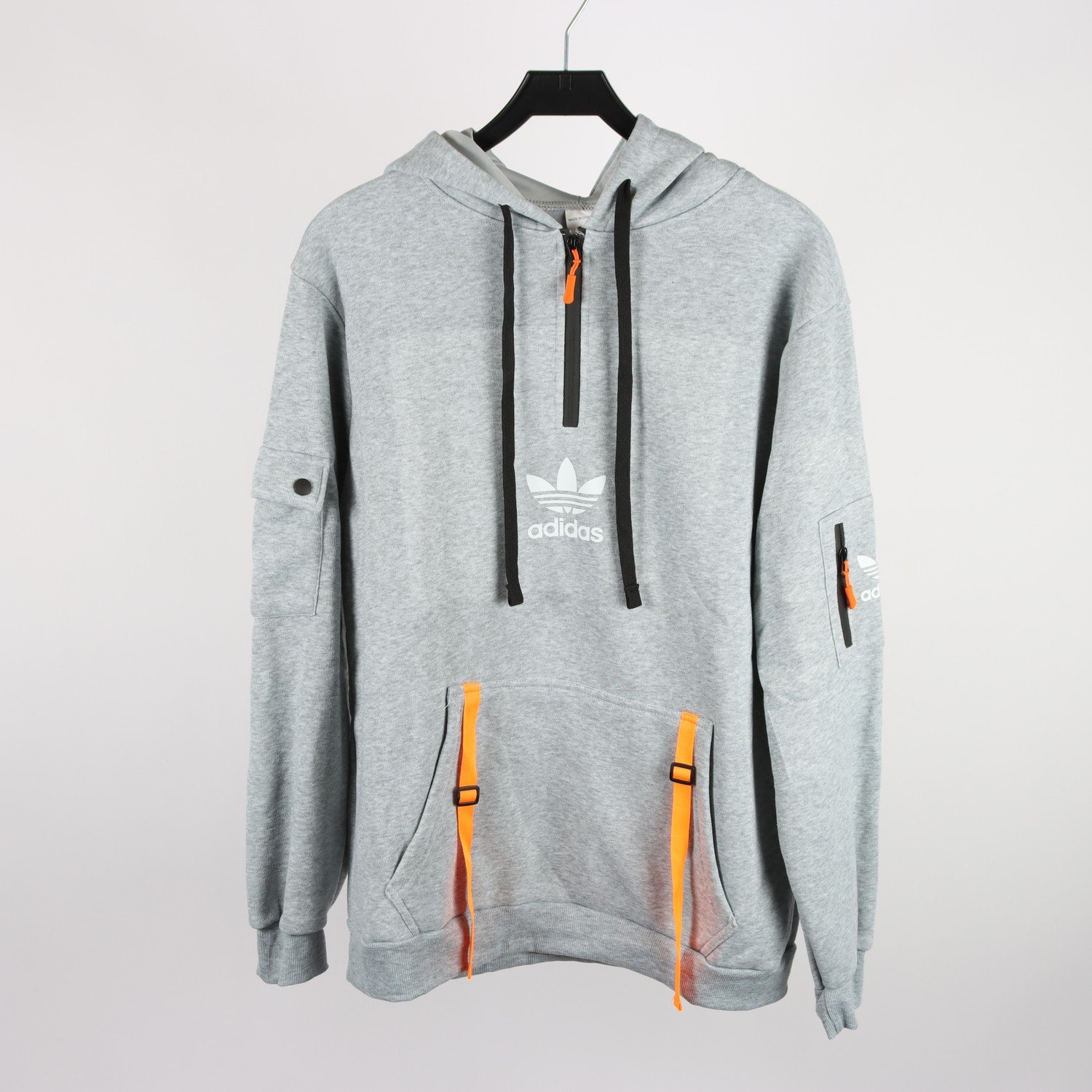 Hoodie, Adidas, grå, orange, stl. L