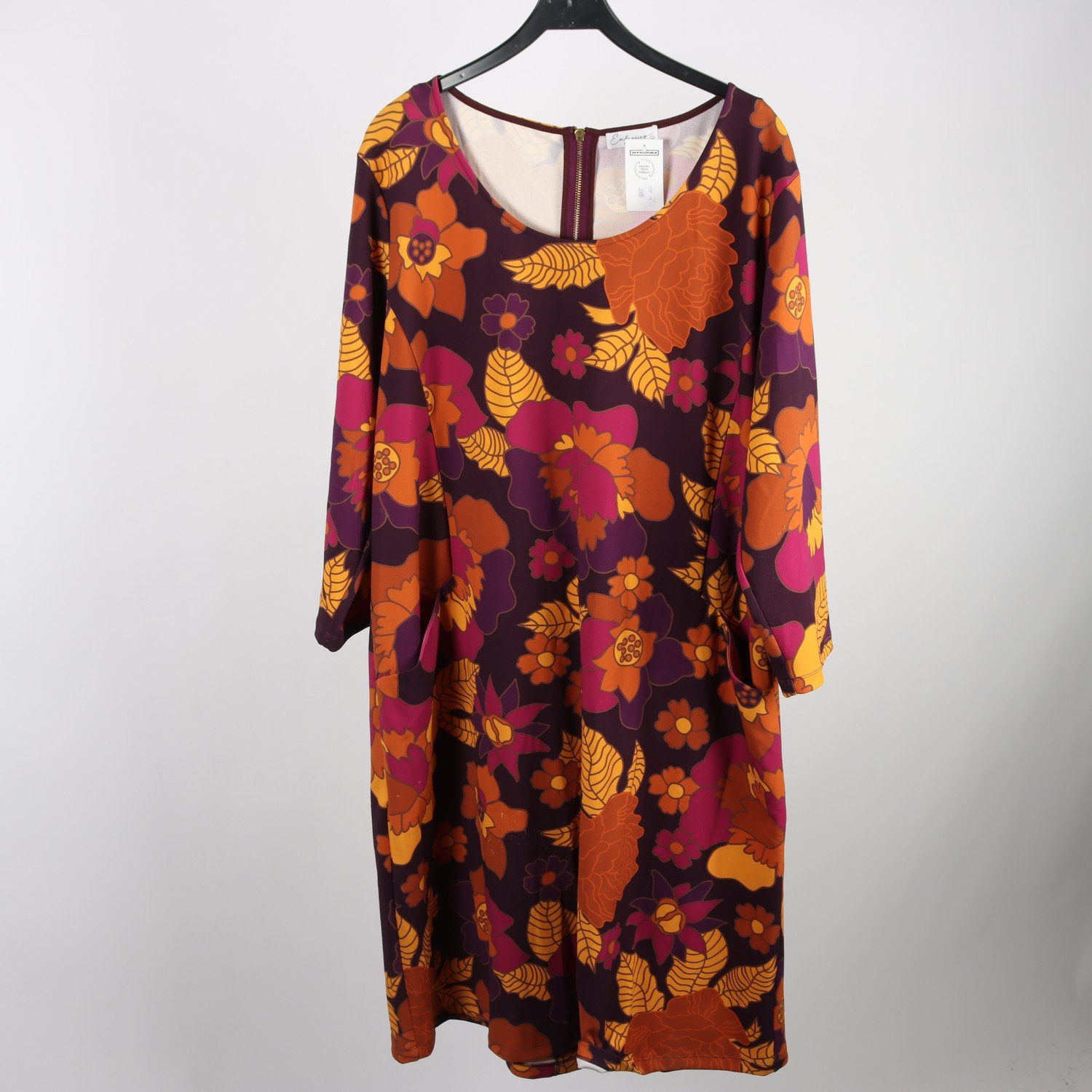 Klänning, Embracing, blommig, vinröd, lila, stl. ca. XL/XXL