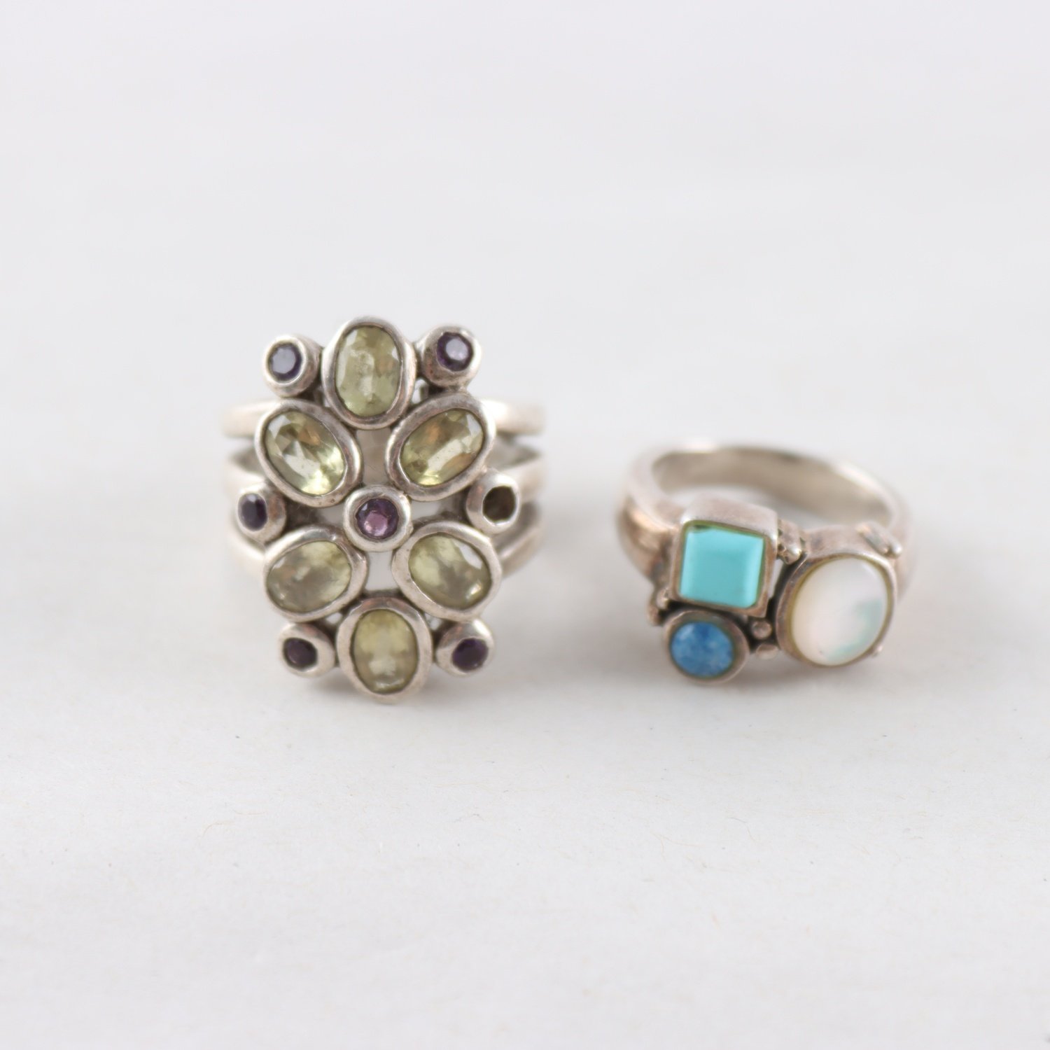 Ringar, Silver, Glas, Sten, Brv: 18,7g