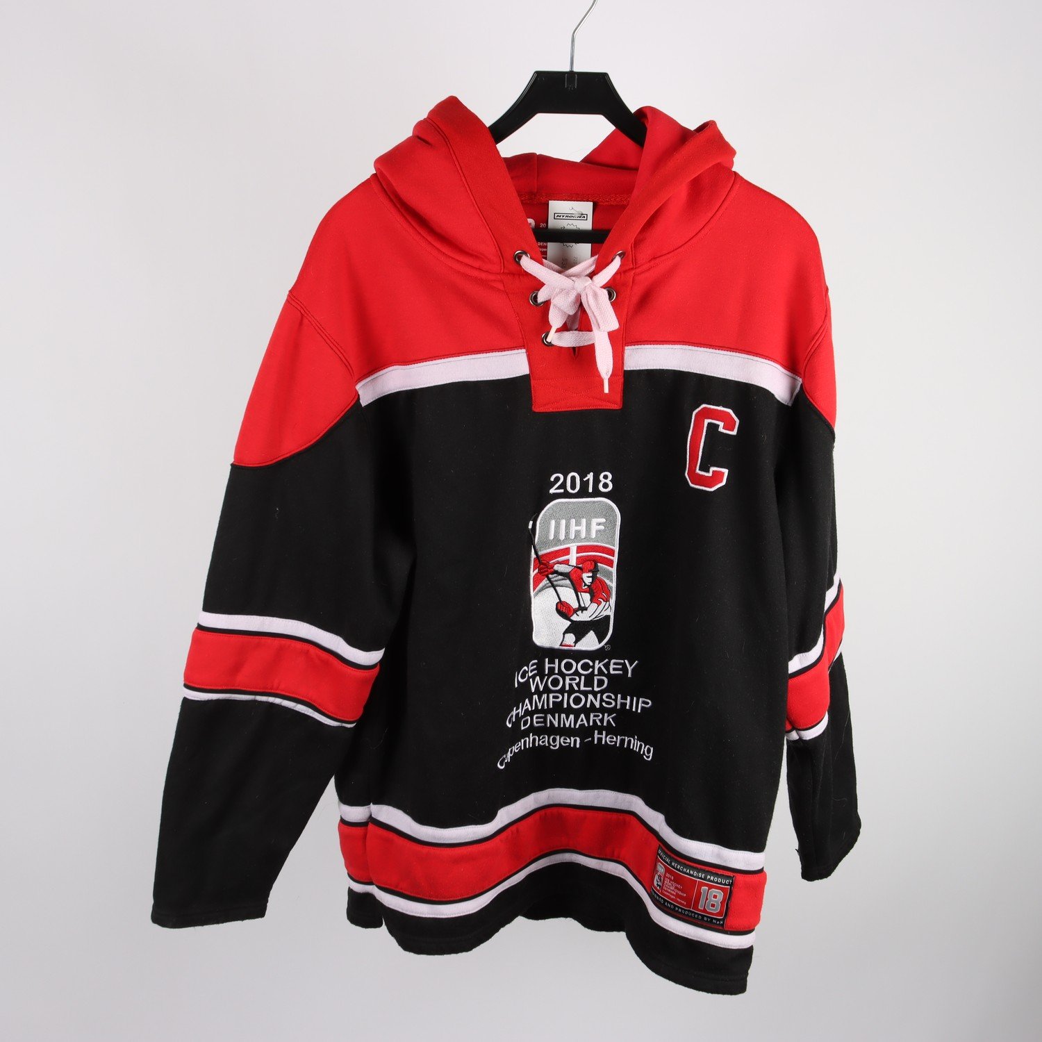 Hocketröja, IIHF, Danmark, röd, stl. XL