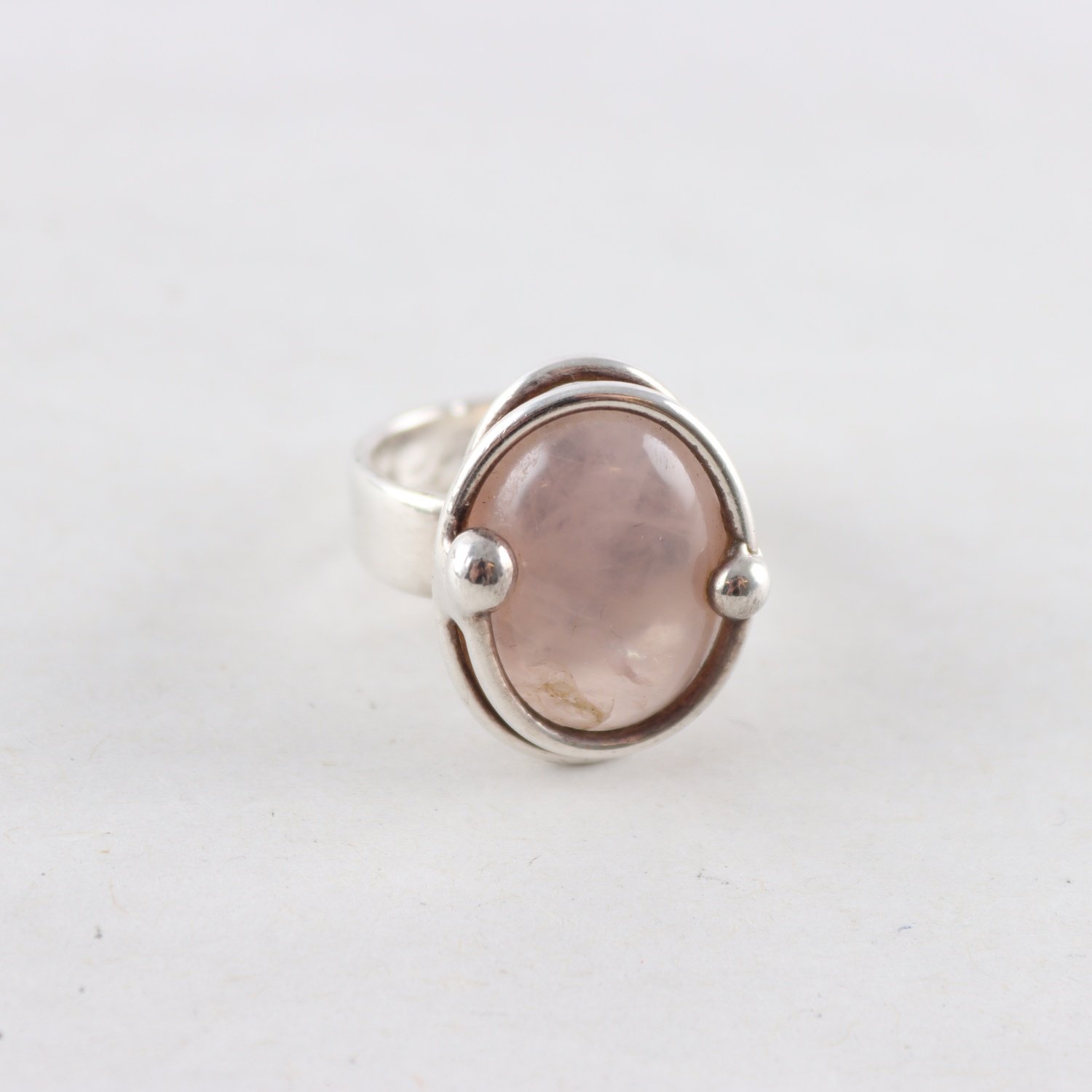 Ring, silver, rosenquartz, B Thordal, vintage, brv: 12g