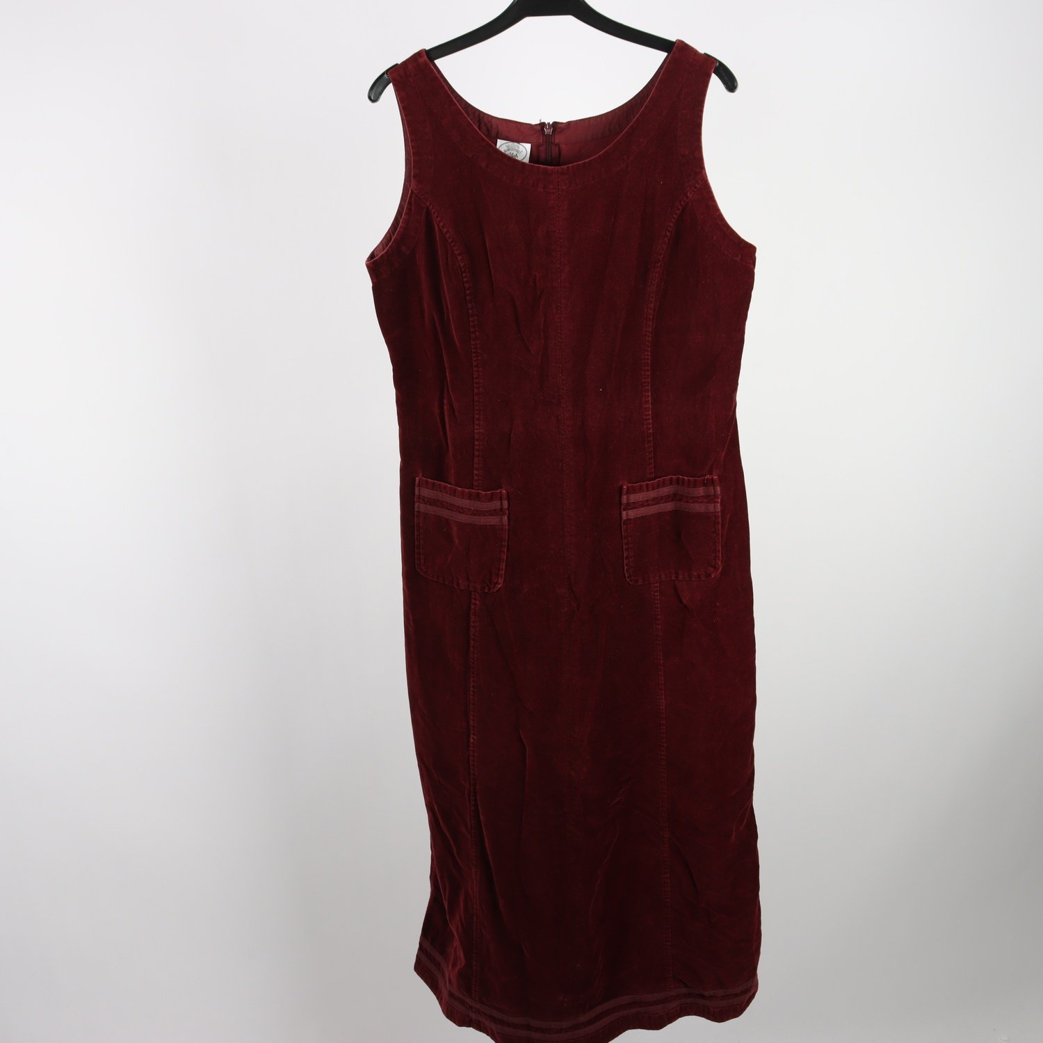 Klänning, Laura Ashley, vinröd, plych, stl. 40