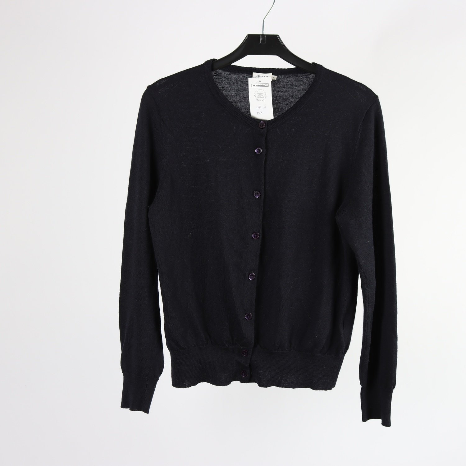 Stickad kofta, Filippa K, mörkblå, 100% ull, stl. L