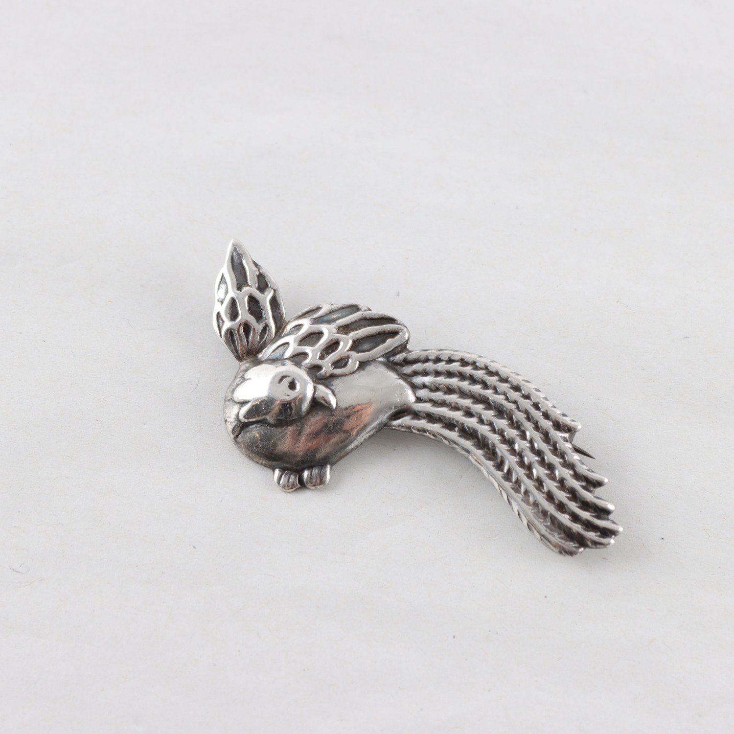 Brosch, silver, fågel, Mexico, vintage, vikt: 11,3g