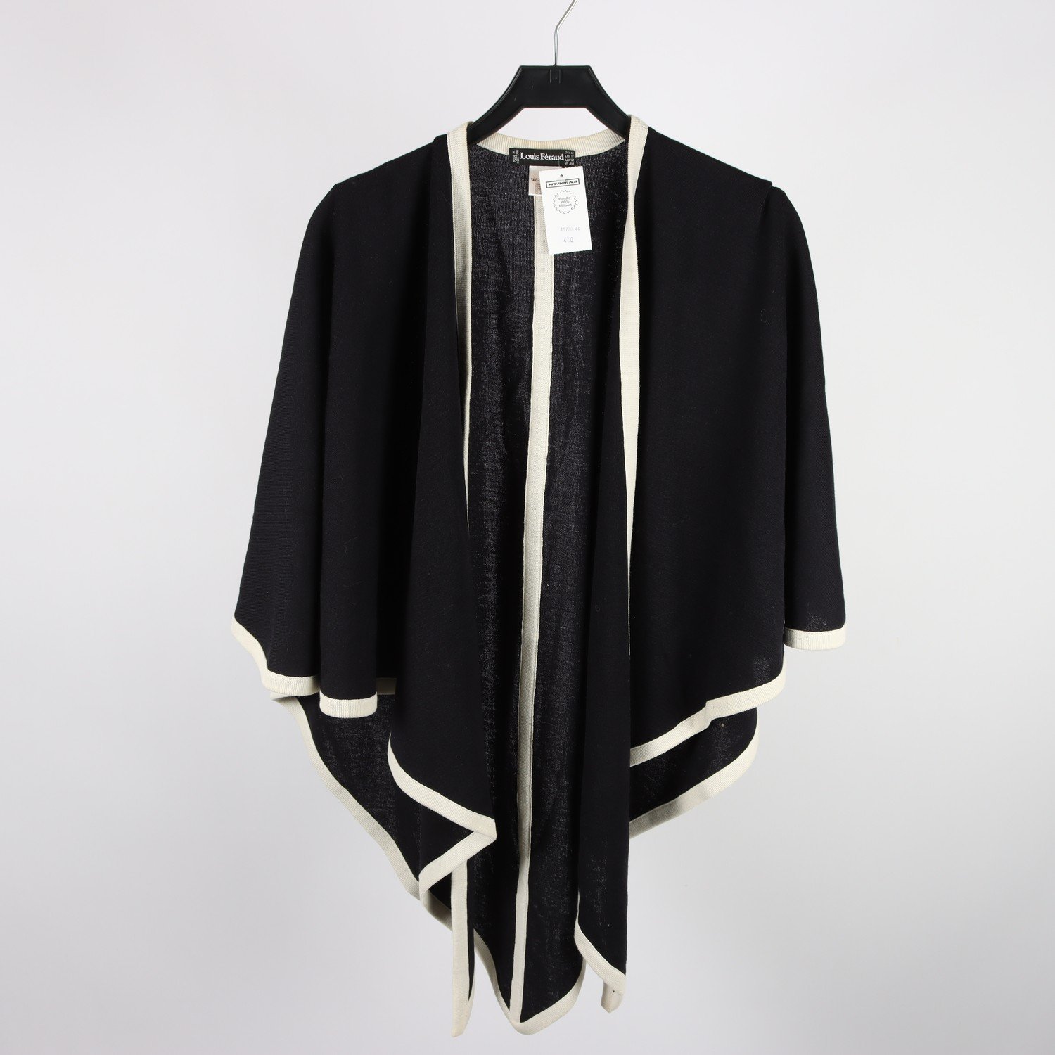 Stickad ullponcho, Louis Féraud, svart, stl. 38