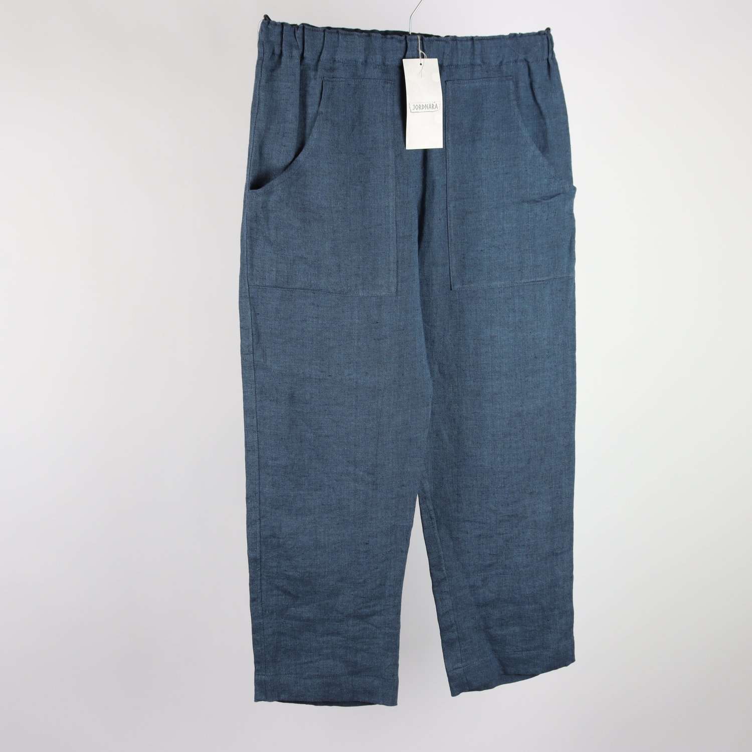 Byxor, Jordnära, blå, 100% linne, stl. M