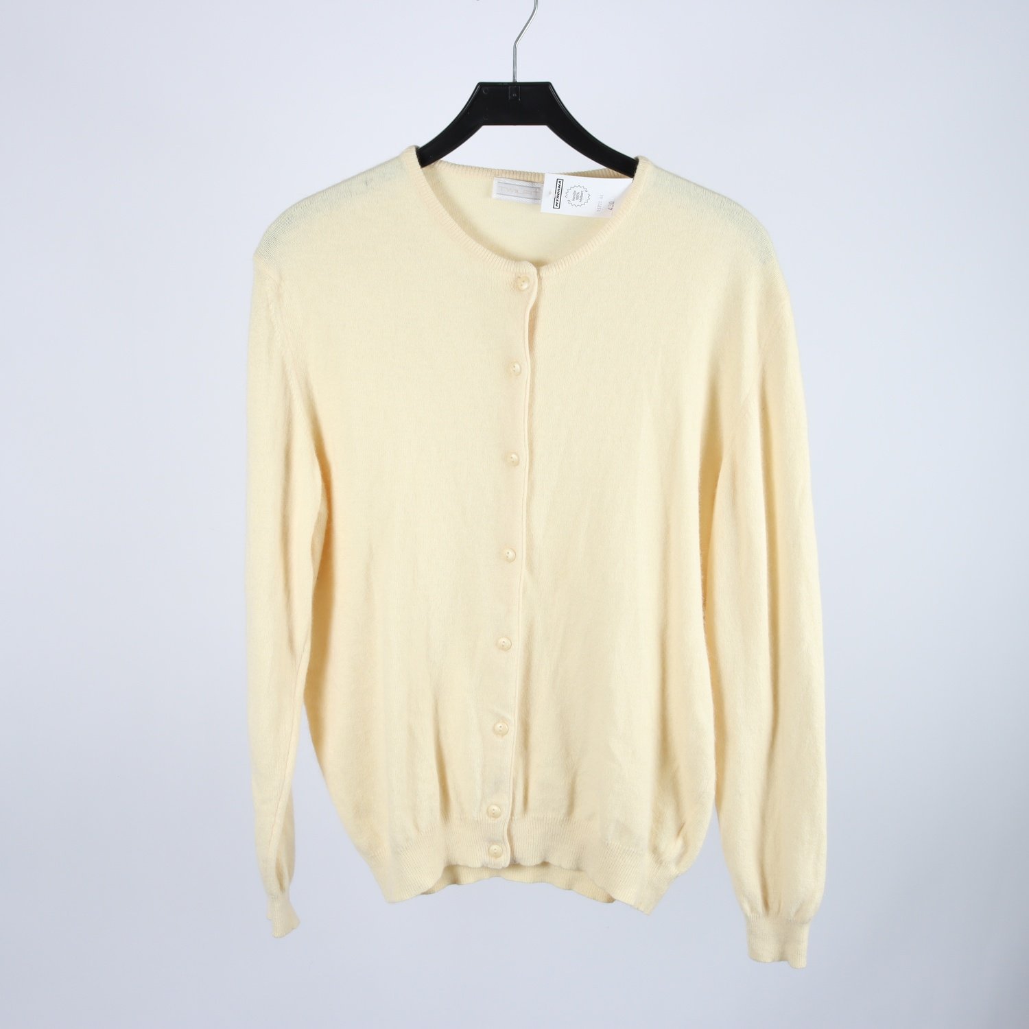 Stickad kofta, Twilfit, gul, 50% angora, stl. L