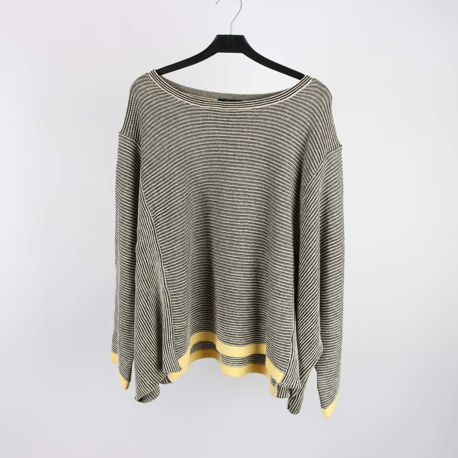 Stickad tröja, Magan, grå, melerad, linmix, stl. ca L/XL