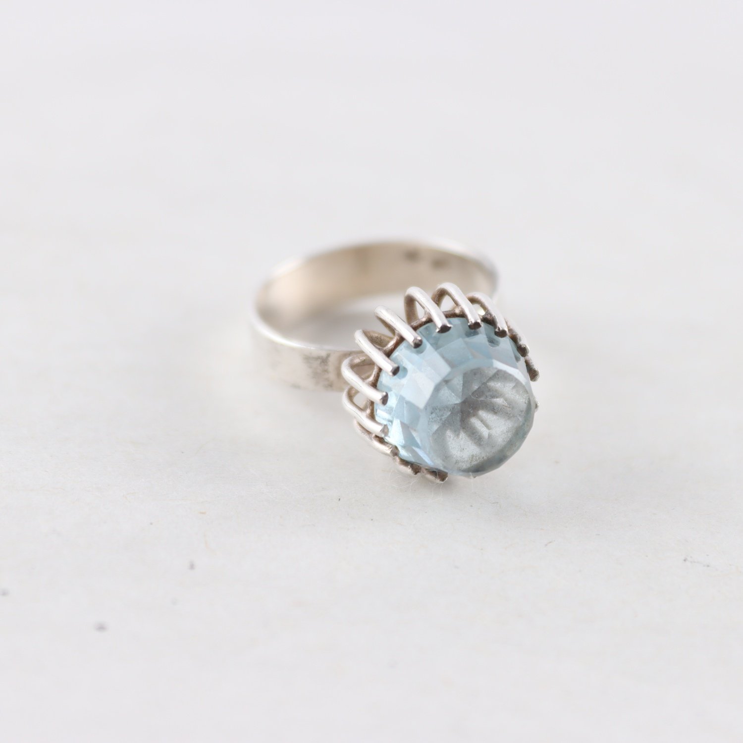 Ring, silver 835, blå slipad sten, vintage, brv: 4,3g