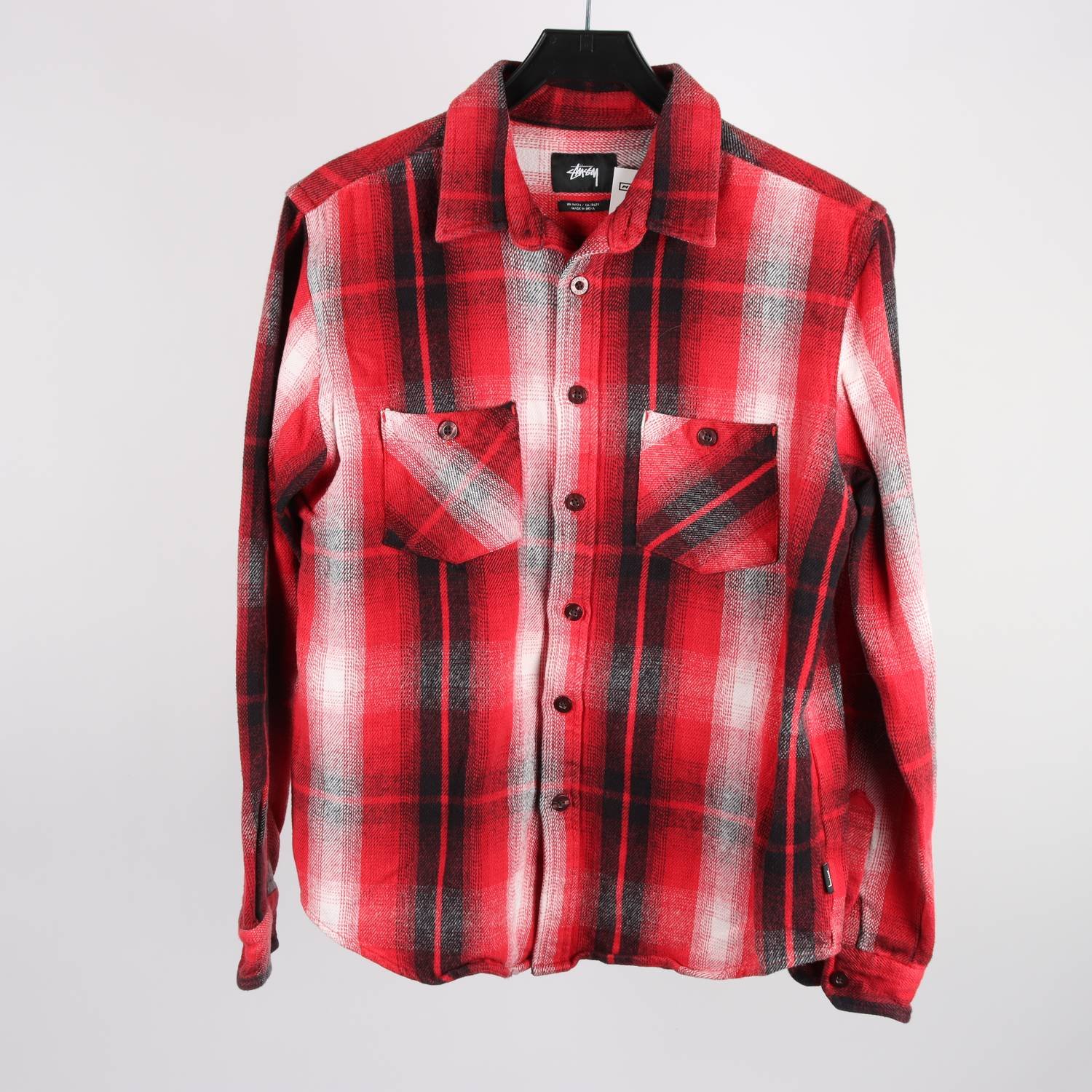 Skjorta, Stüssy, röd, svart, flanell, stl. M