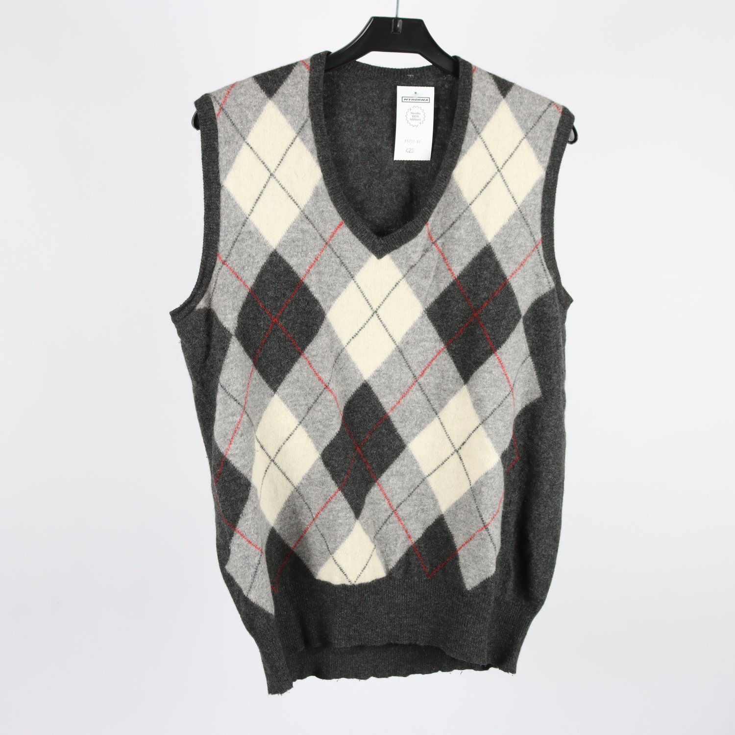 Väst, Okänt, grå, mönstrad, 75% ull, stl. (L)