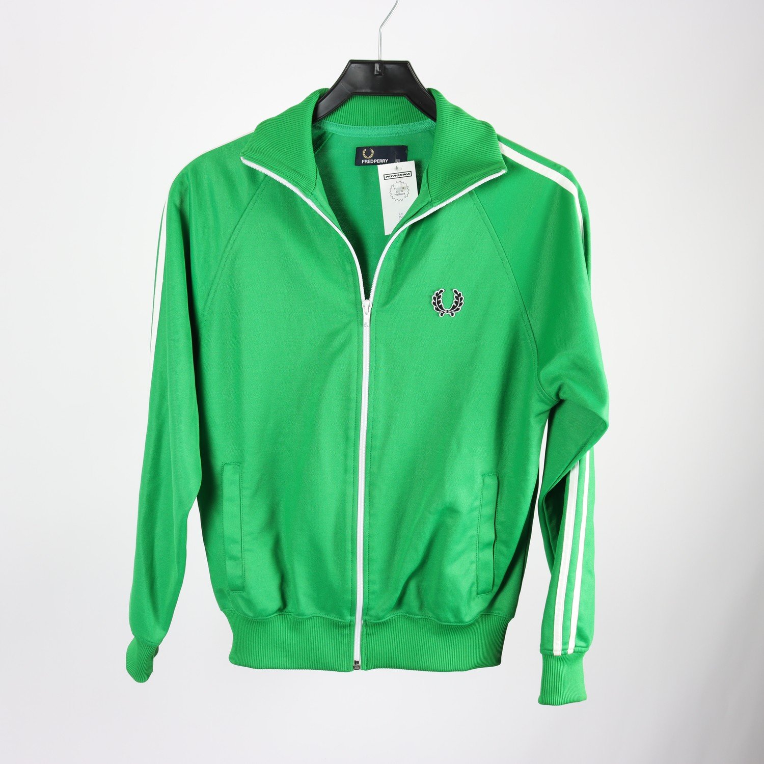 Träningsjacka, Fred Perry, grön, vit, stl. XS