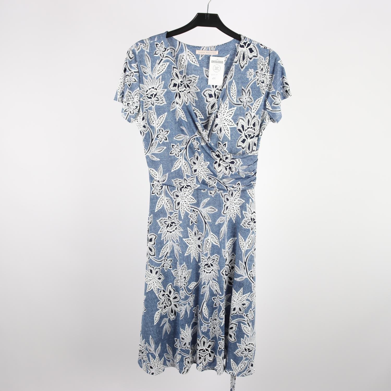 Klänning, Stockholms Klänningsfabrik, blå, vit, mönstrad, stl (M)