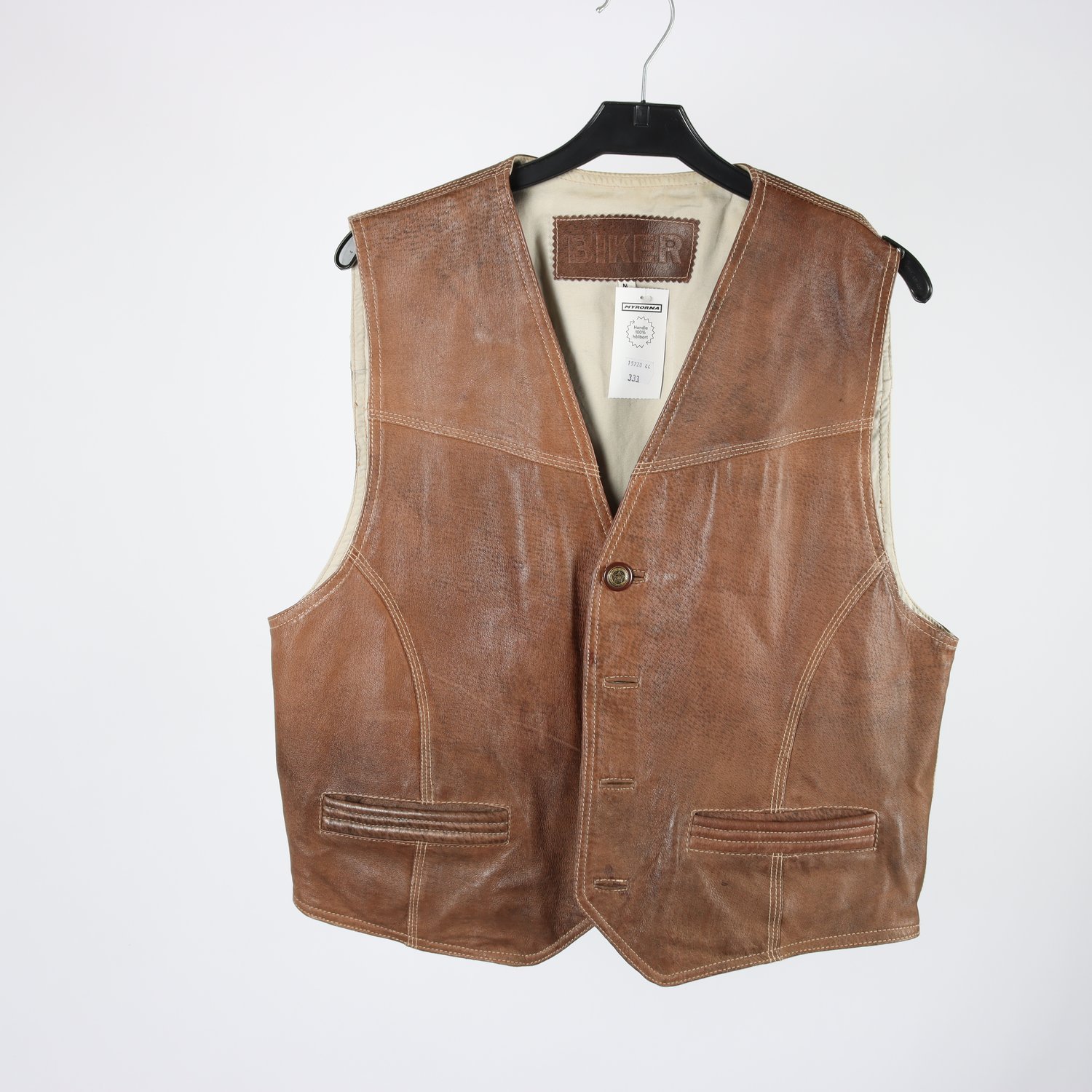 Skinnväst, Biker, brun, stl. M