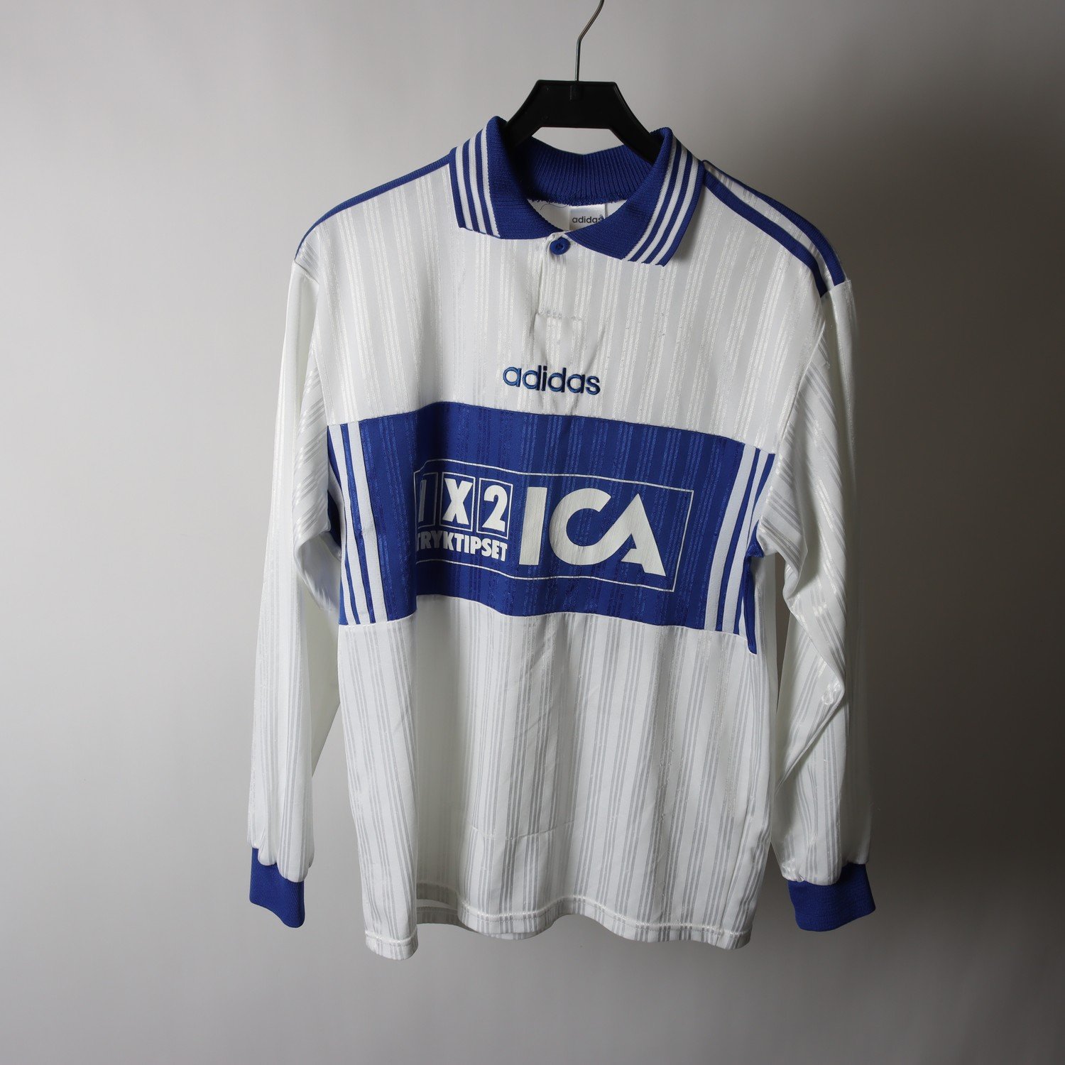 Sporttröja, Adidas, vit, blå, stl. ca. S