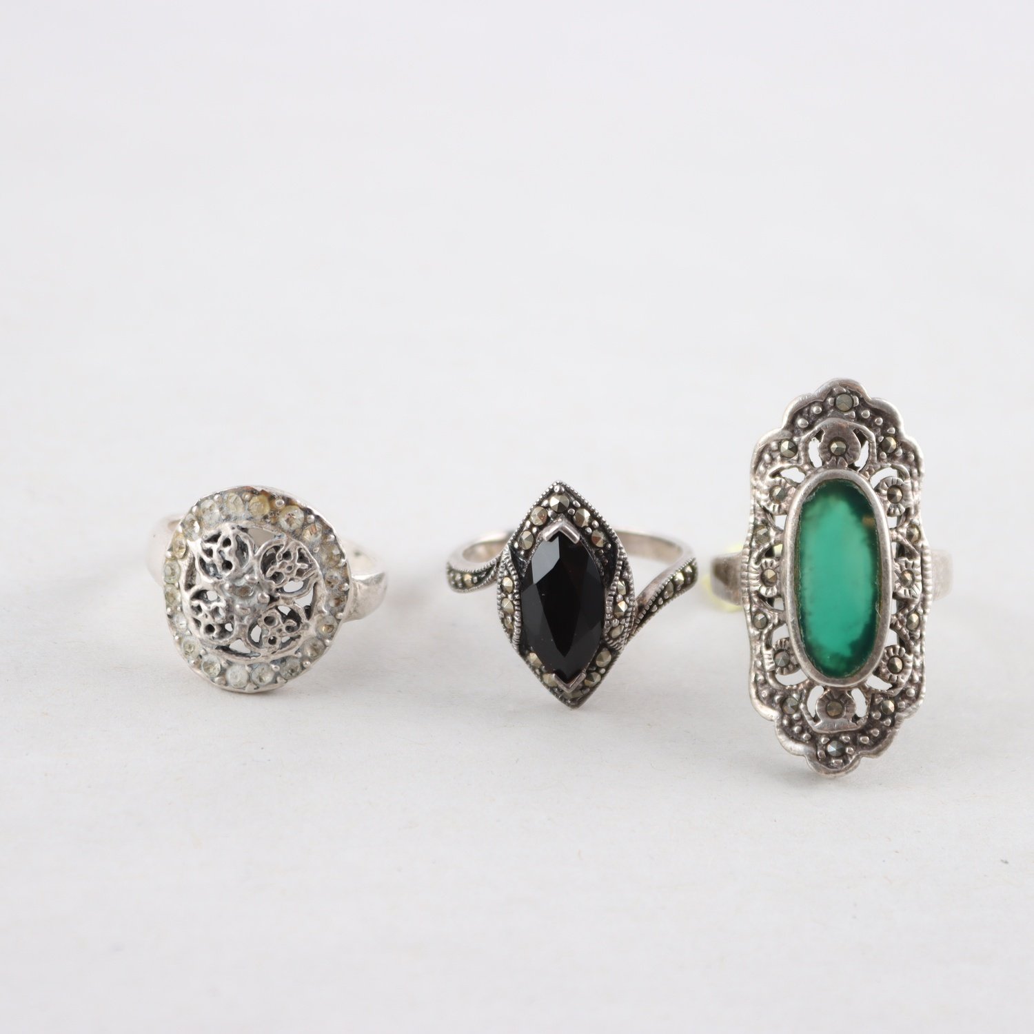 Ringar, Silver, Stenar, Glas, Brv: 16,2g