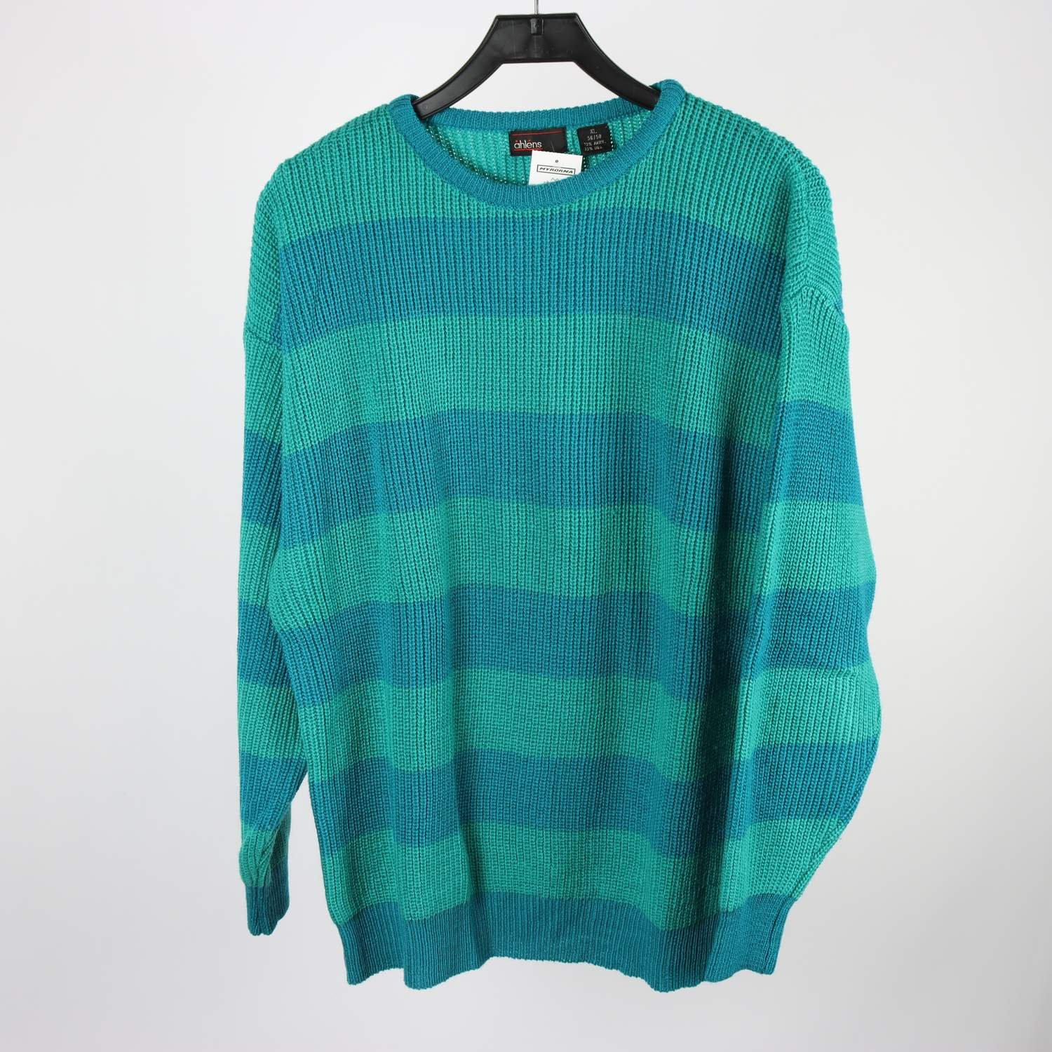 Stickat tröja, Åhlens vintage, randig, ullmix, Stl. XL