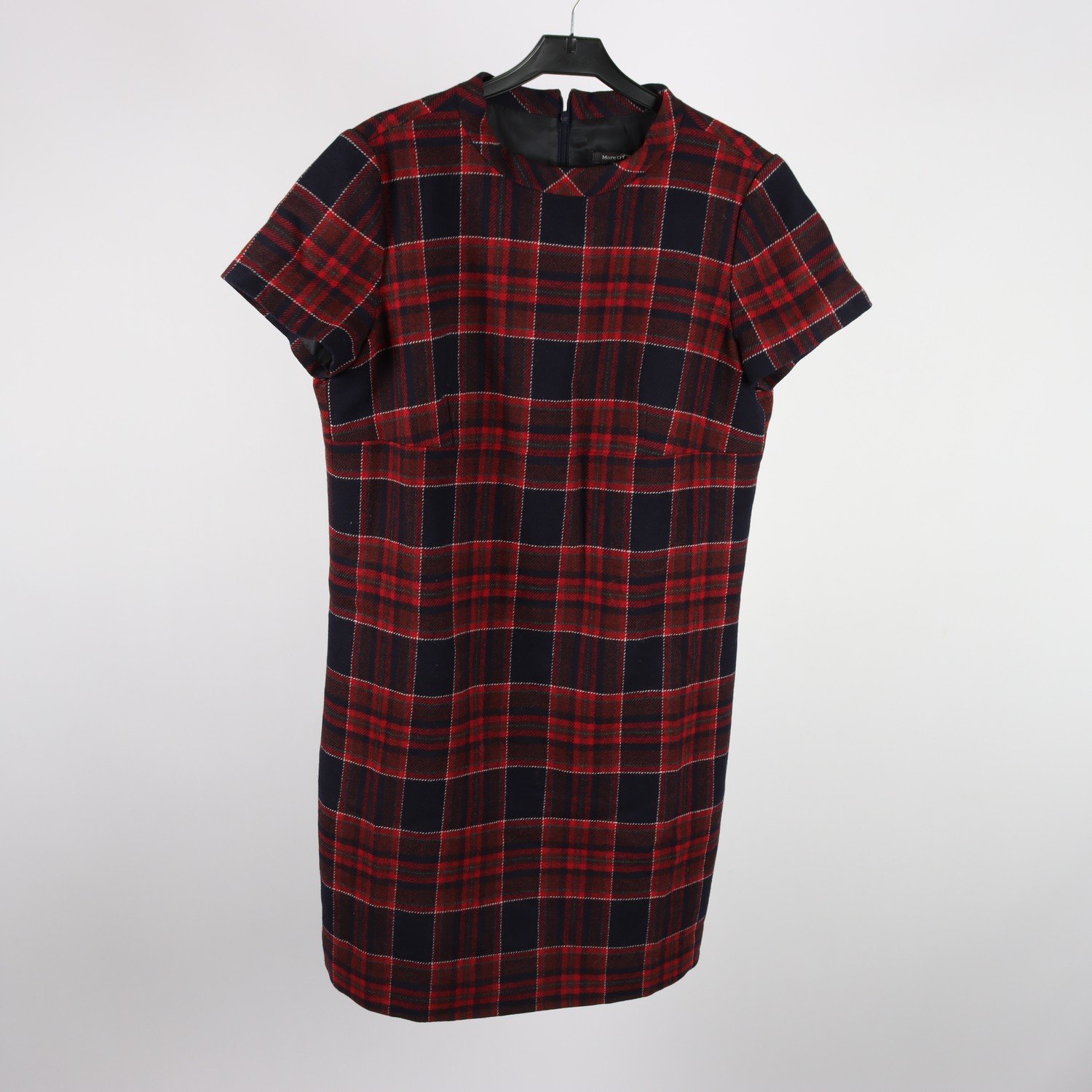 Klänning, Marc O`Polo, röd, blå, rutig, 95,5% ull, stl. 42