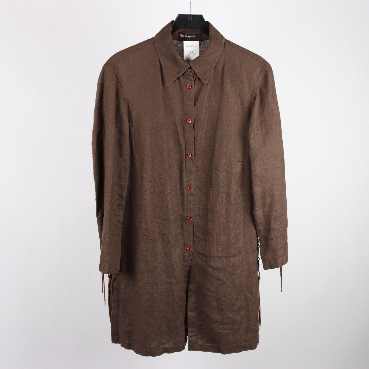 Tunika, bandolera, brun, 100% lin, stl. 42