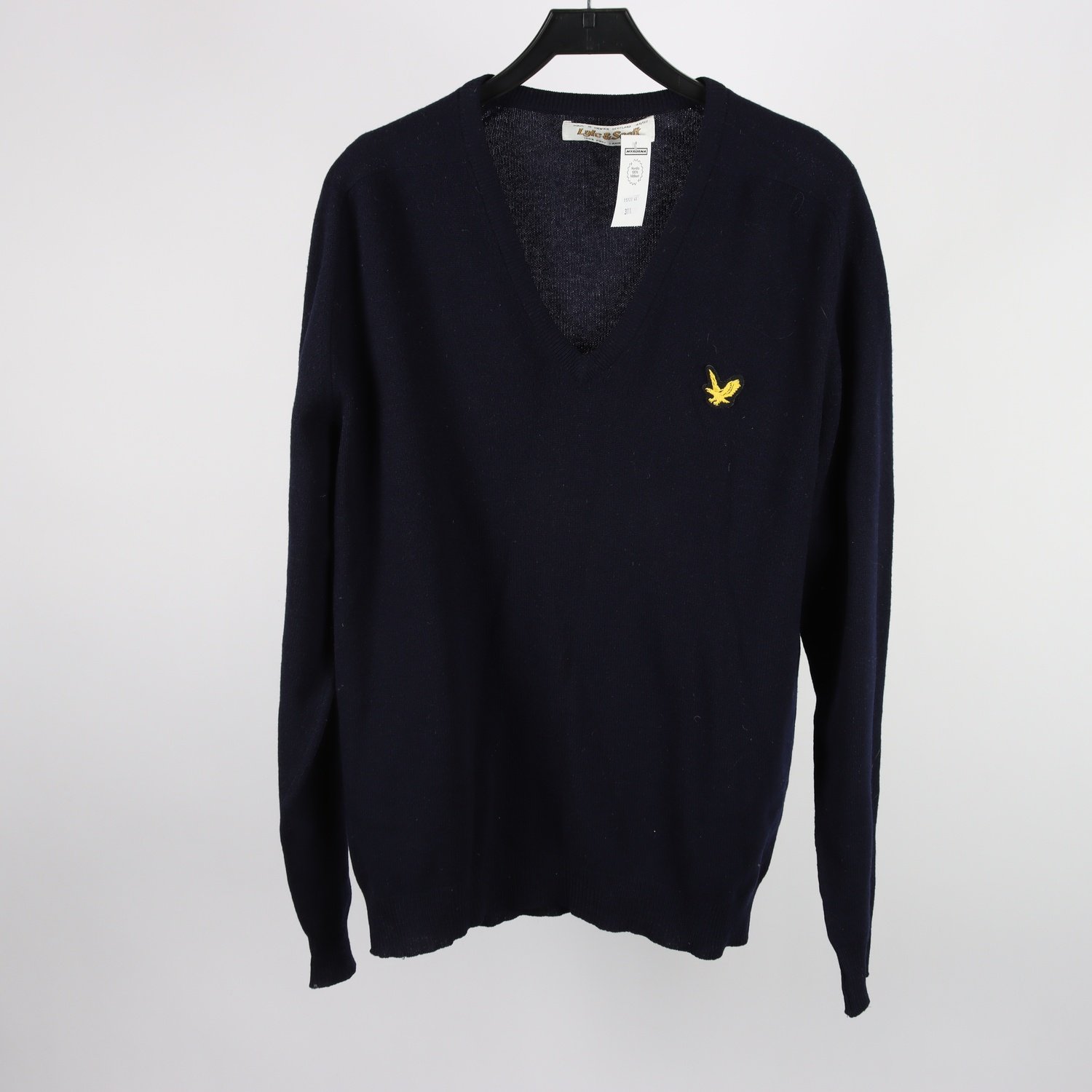 Stickat tröja, Lyle&Scott, blå, 100% ull, stl. 48