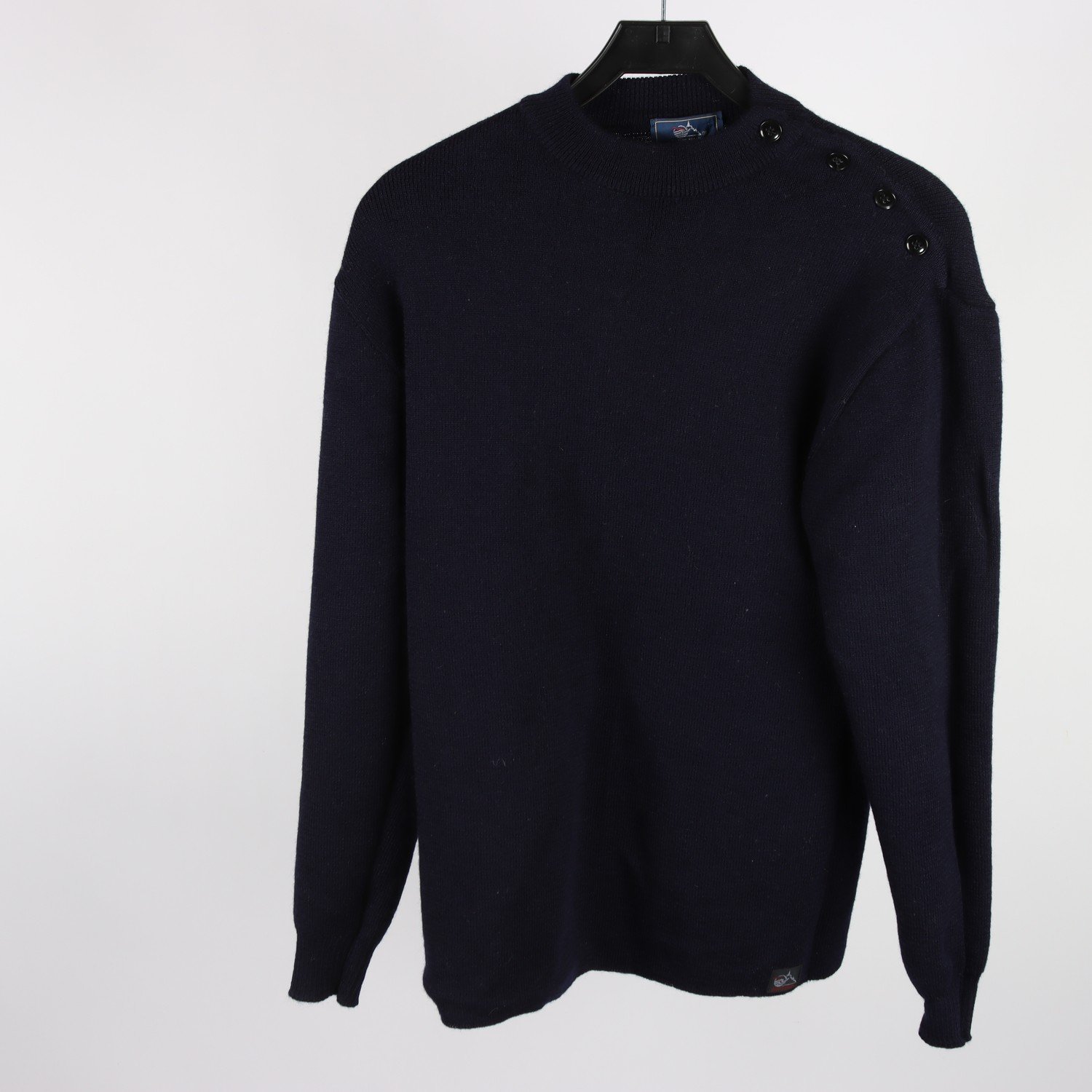 Stickad tröja, Saint James, blå, 100% ull, stl. ca. S