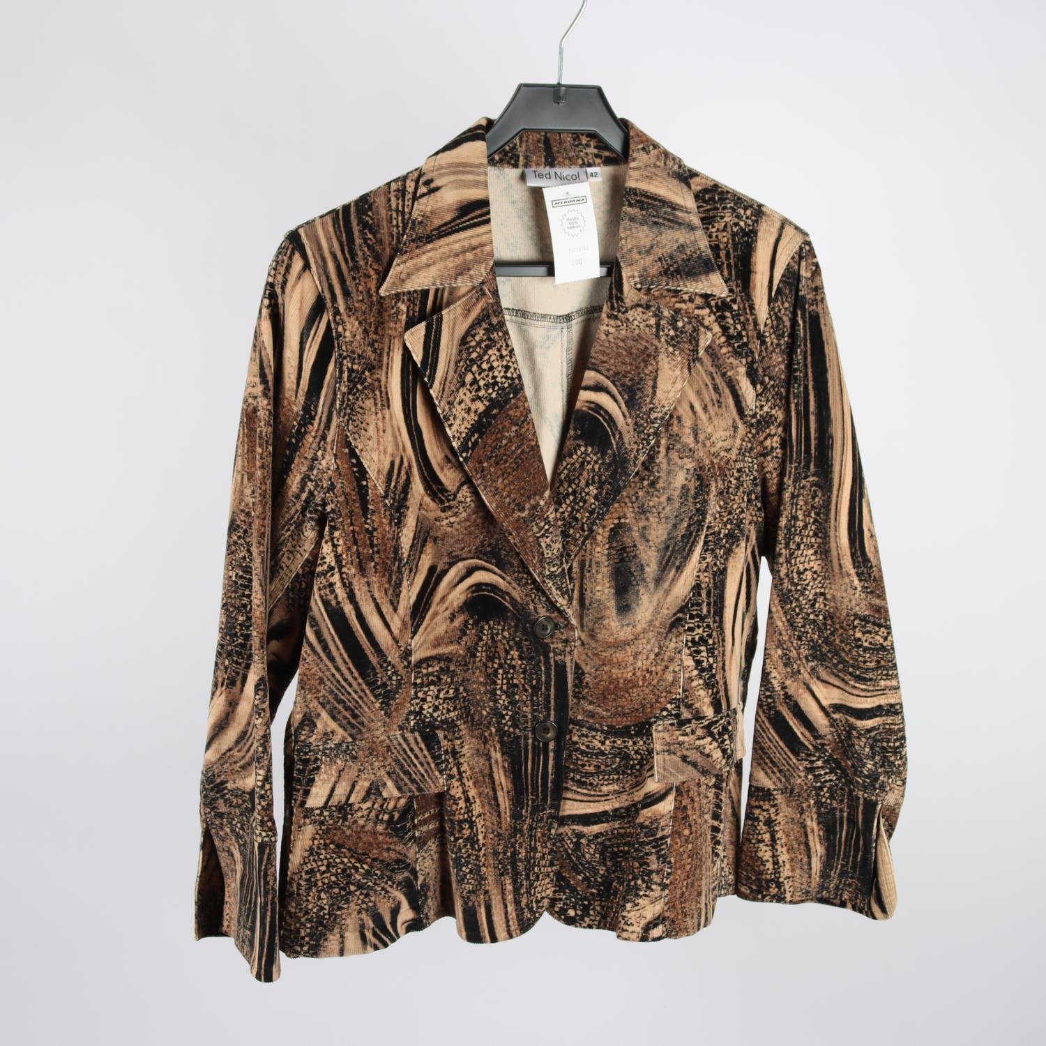 Kavaj, Ted Nicol, beige, svart, mönstrad, stl. 42