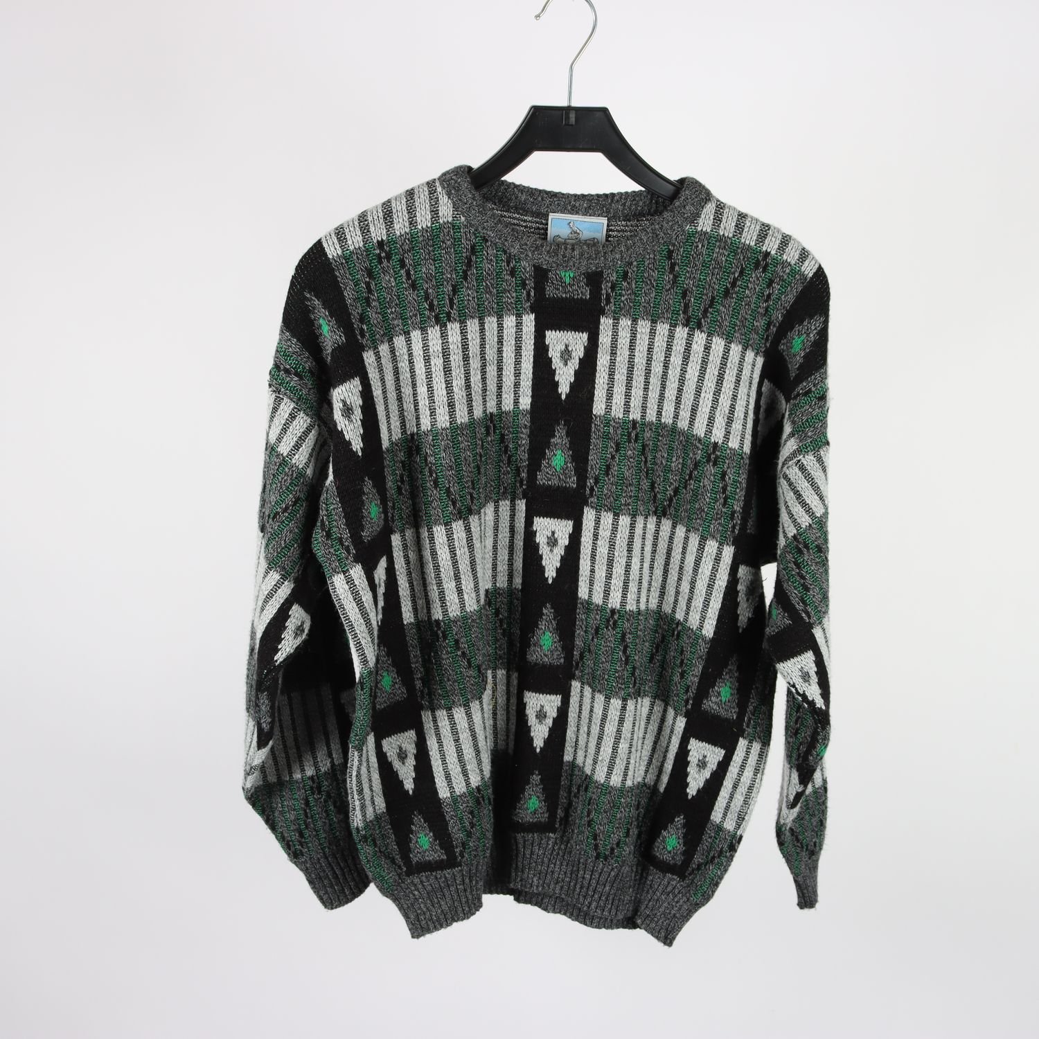 Stickat tröja, Hero, vintage, mönstrad, stl. L