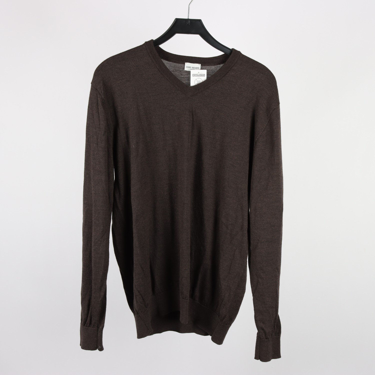 Stickad tröja, John Henric, brun, 100% merinoull, stl. XL