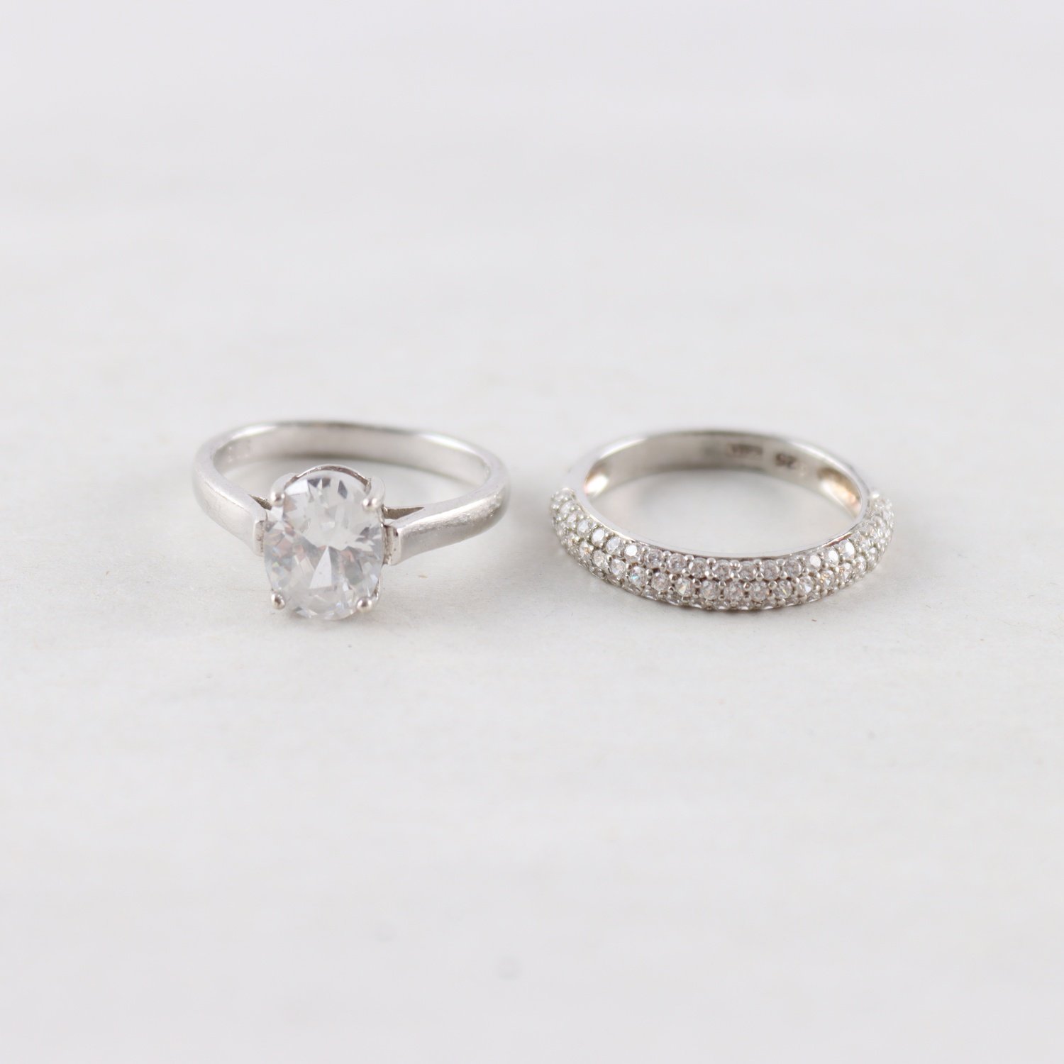 Ringar, Silver, Stenar, Glas, Brv: 4,8g