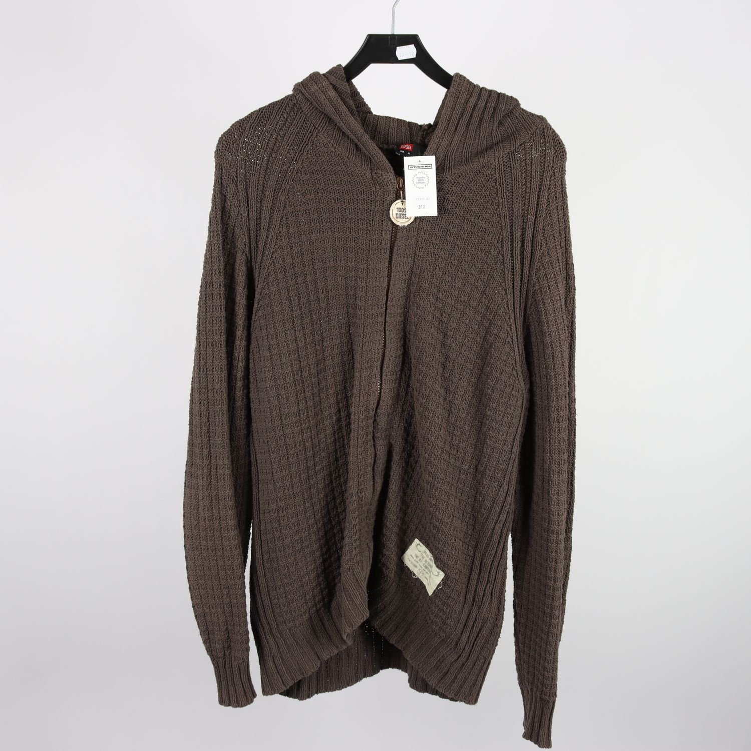 Stickat kofta, Diesel, brun, stl. XL