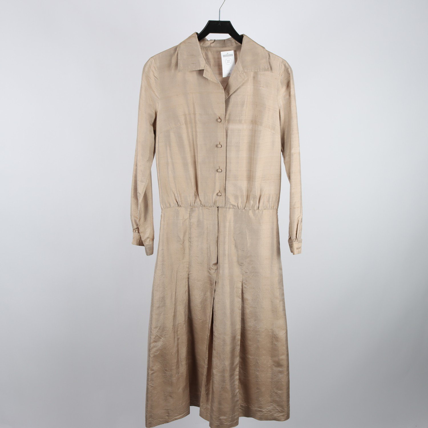 Sidenklänning, vintgae, beige, stl. ca M