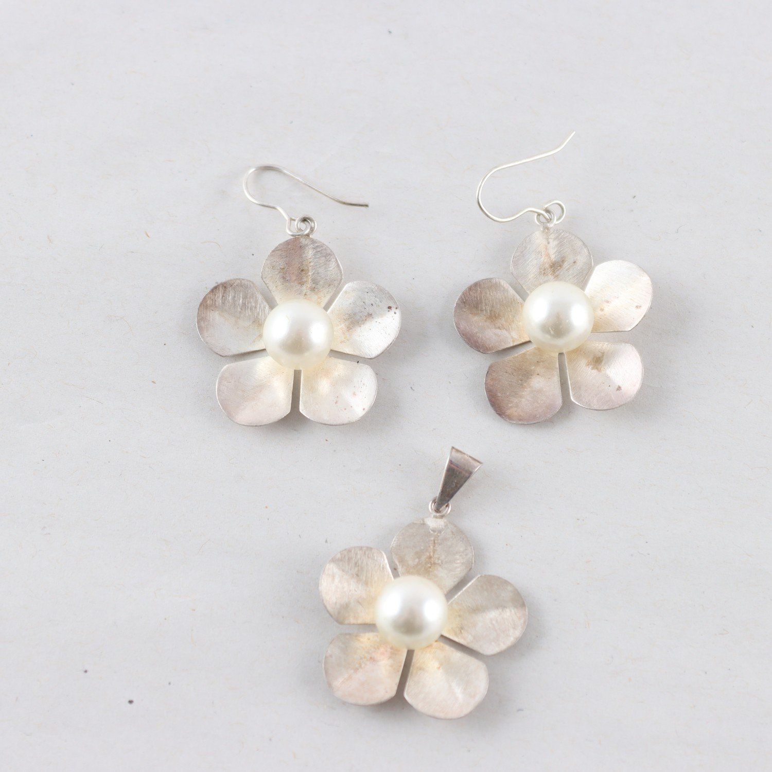 Smyckesset, Silver, Pärlor, Brv: 8,2g