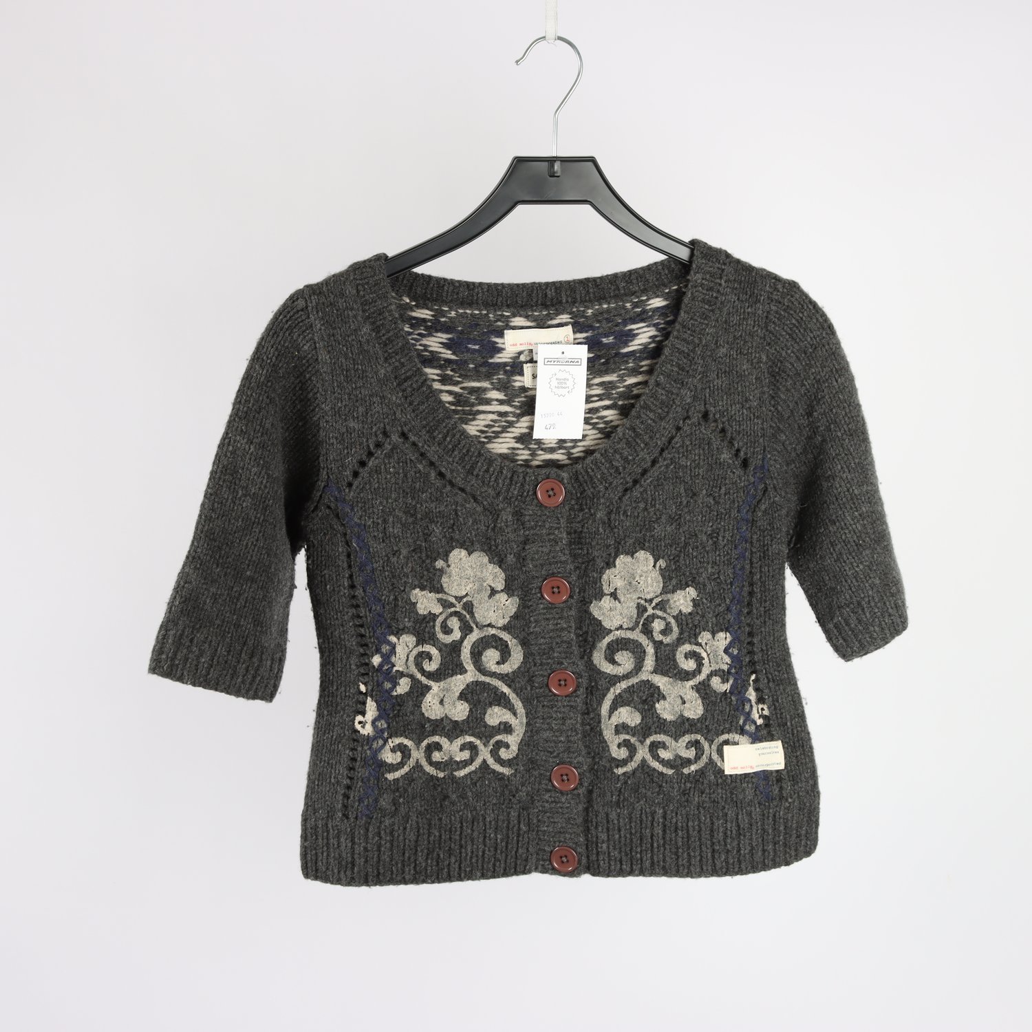 Stickad kofta, Odd Molly, grå, 80% ull, stl. 1 (S)